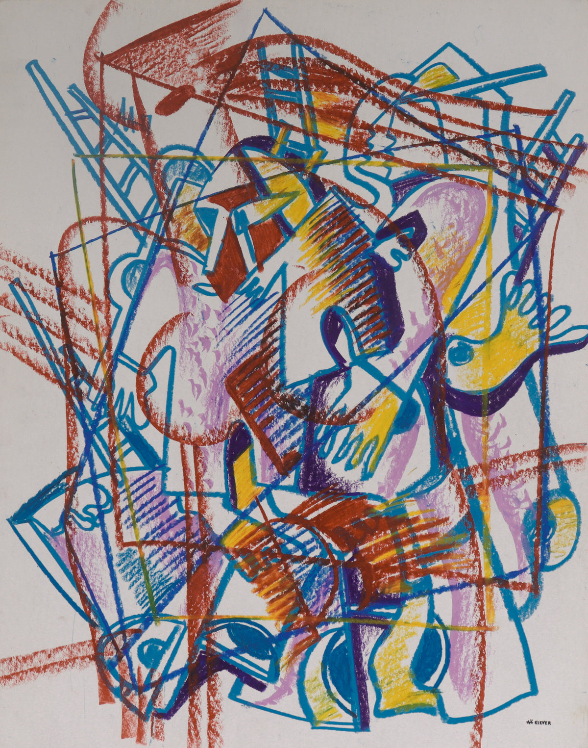 Hectic Cubic Abstract&lt;br&gt;Late 20th Century Pastel on Cardstock&lt;br&gt;&lt;br&gt;C6811