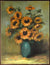 Bright Sunflower Still Life <br>Mid Century Oil <br><br>#C6882