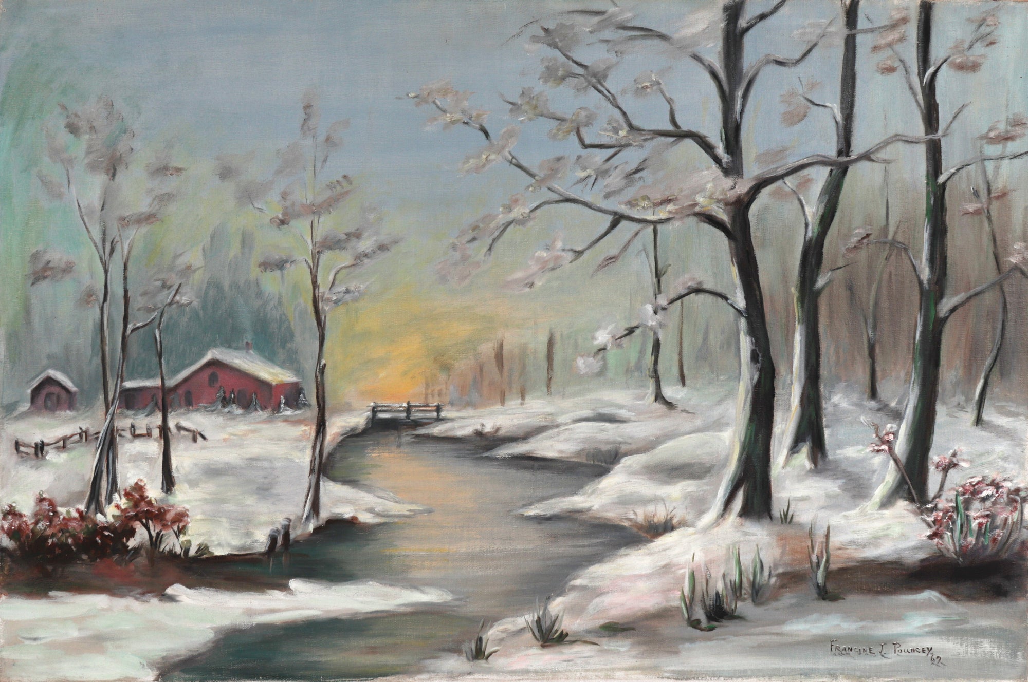 Quiet Winter Landscape <br>1967 Oil <br><br>#C6934