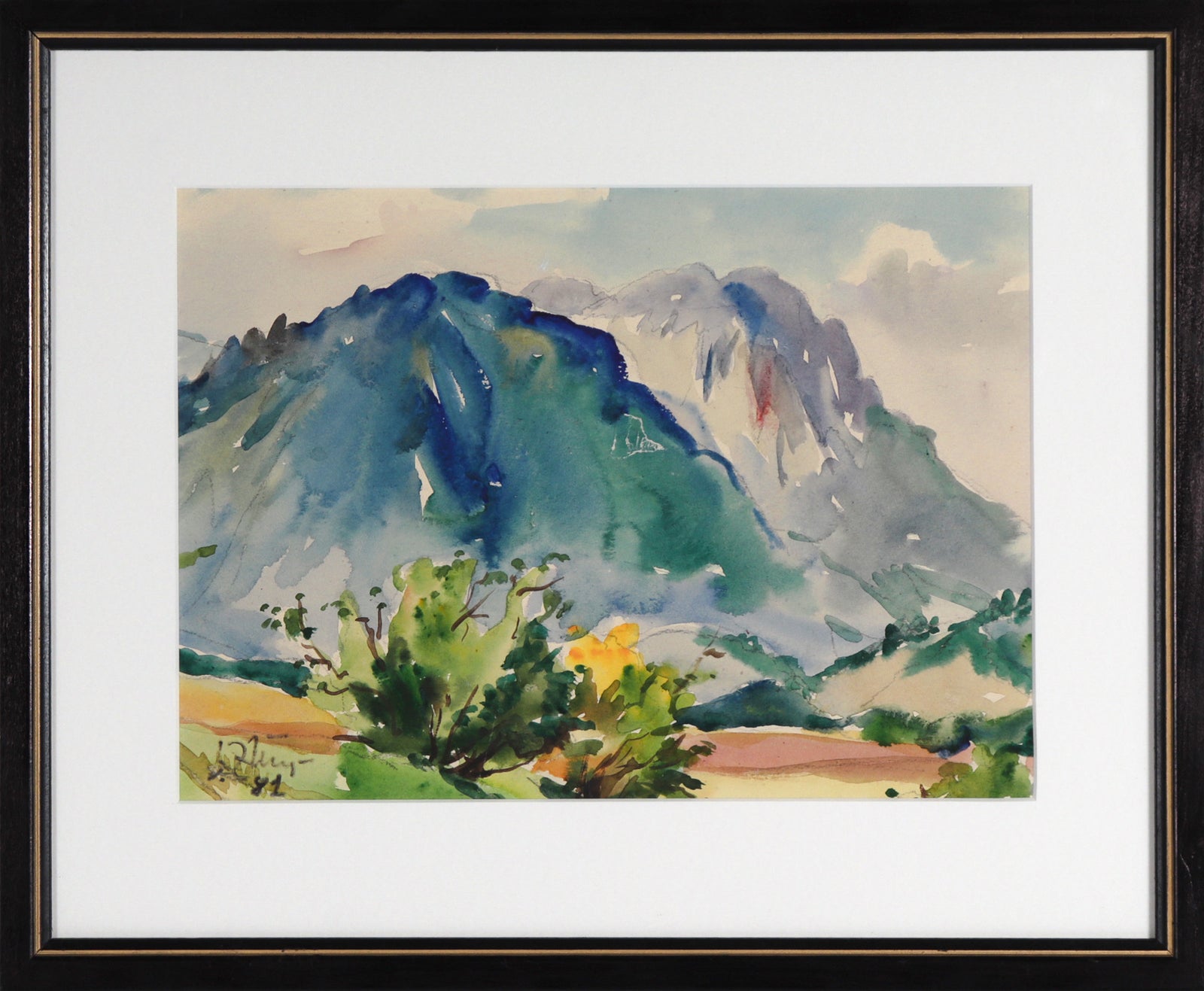 Abstracted Mountain Scene <br>1981 Watercolor <br><br>#C6984