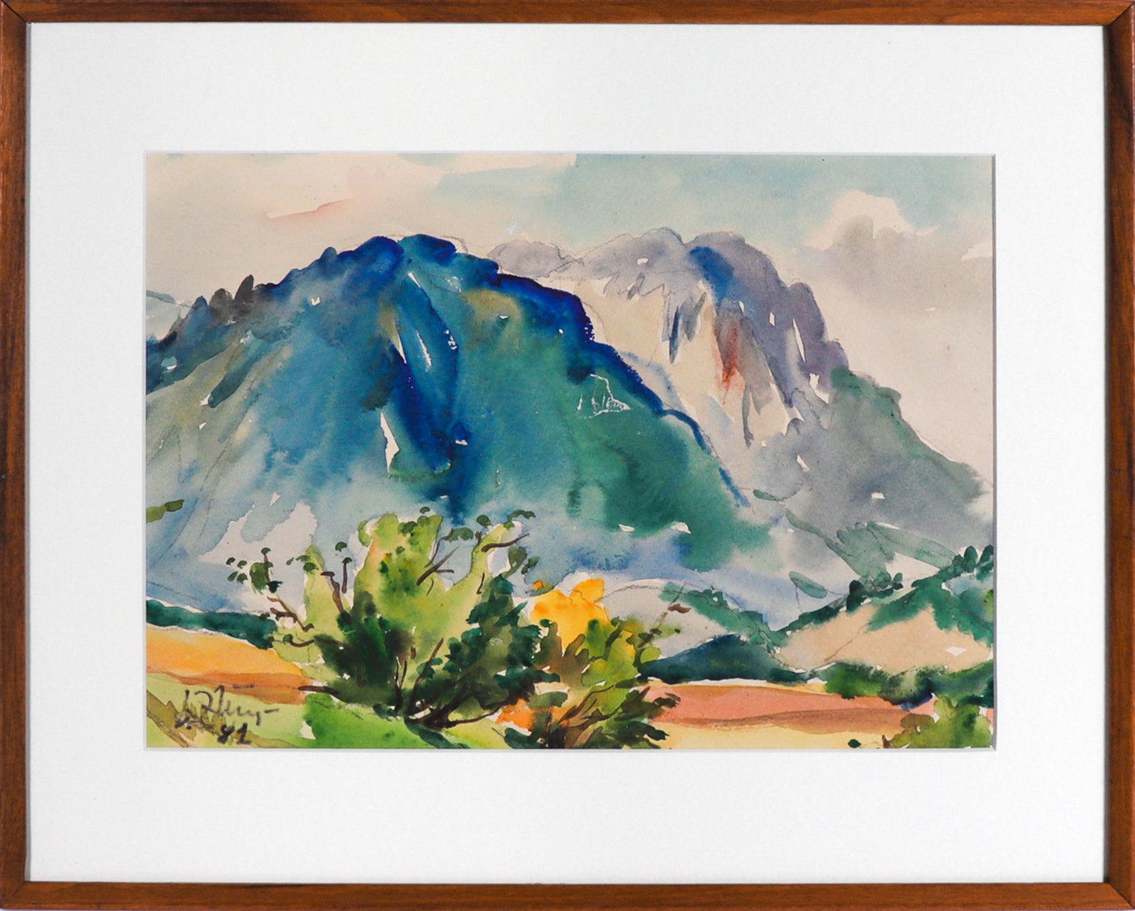 Abstracted Mountain Scene <br>1981 Watercolor <br><br>#C6984