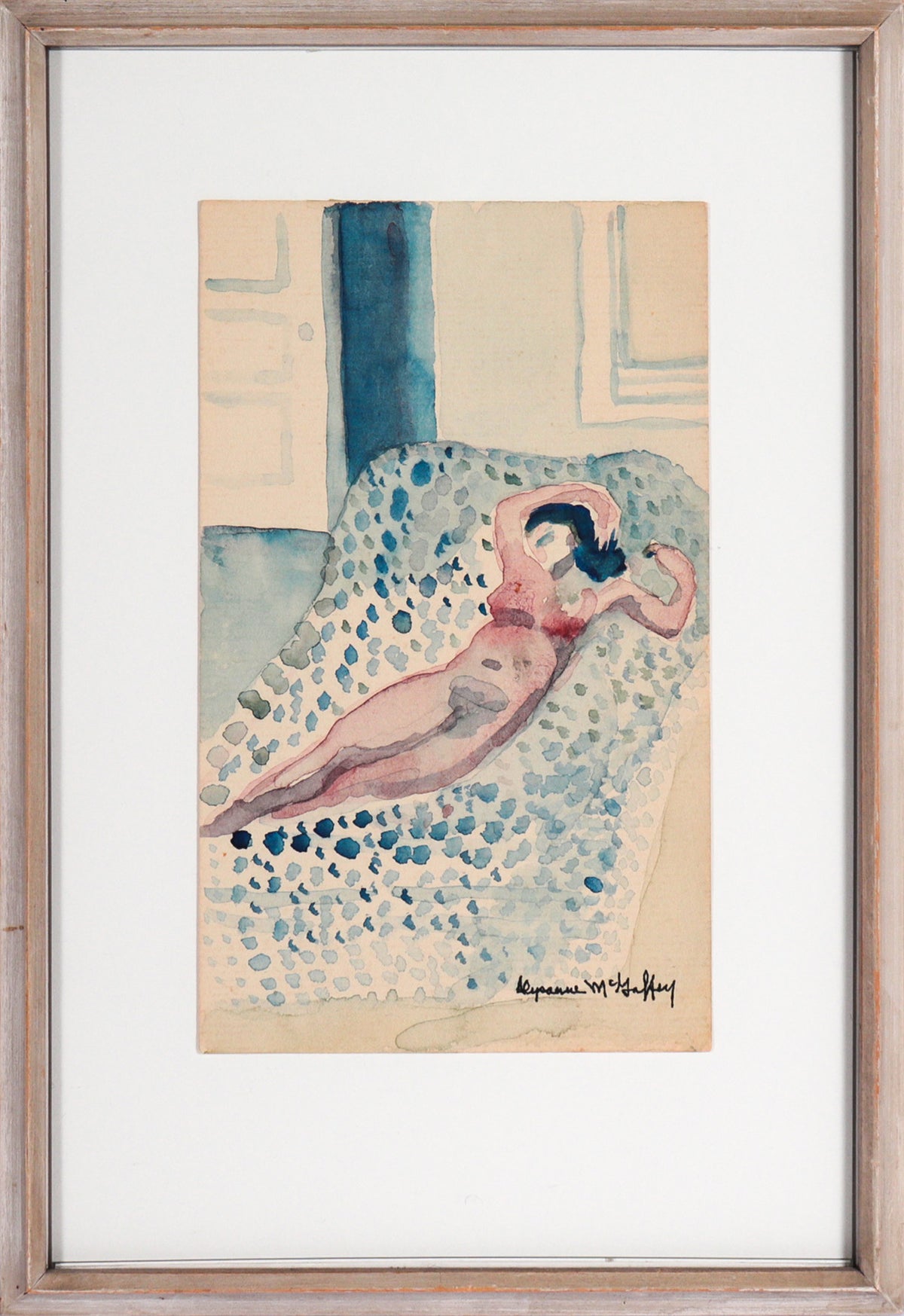 Serene Reclining Nude &lt;br&gt;20th Century Watercolor &lt;br&gt;&lt;br&gt;#C7001