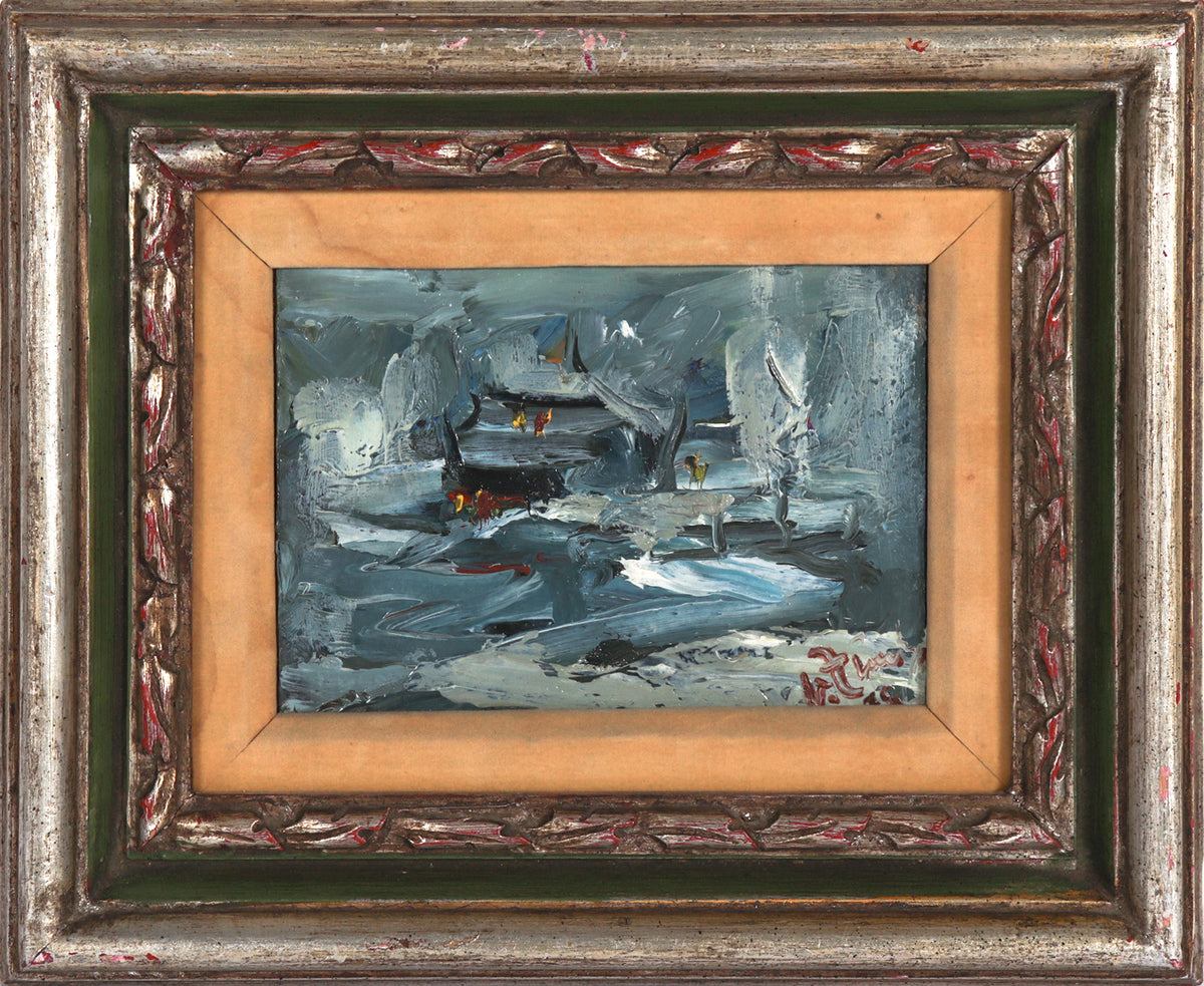 Moody Blue Impressionist Landscape &lt;br&gt;20th Century Oil &lt;br&gt;&lt;br&gt;#C7019