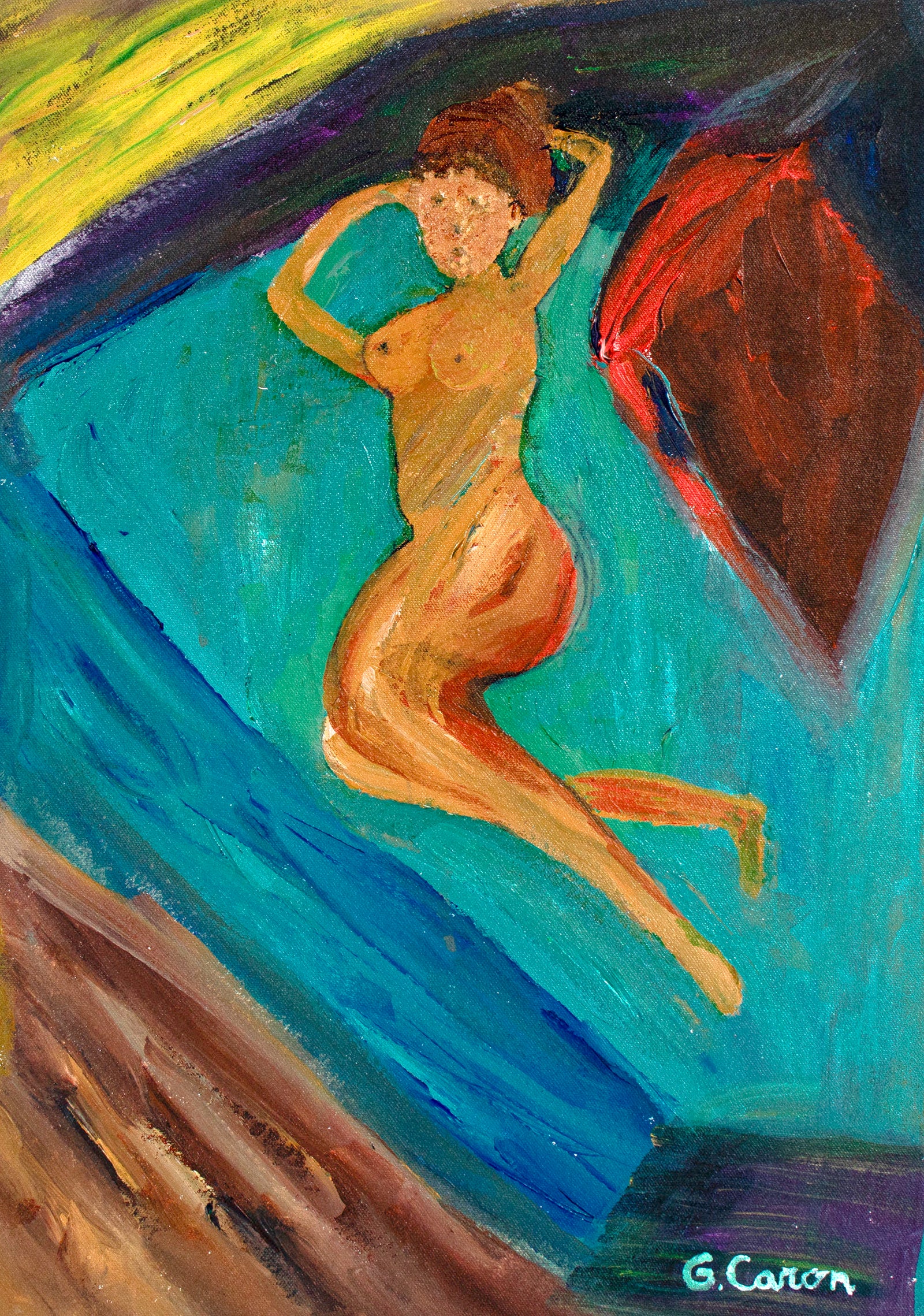 <I>Female Nude in Red</I> <br>2025 Acrylic <br><br>#C7113