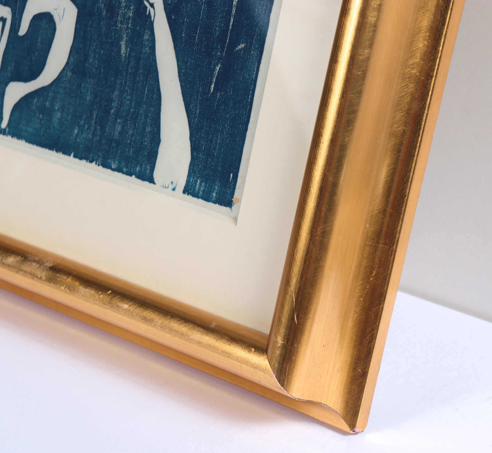 Artist's Self Portrait in Blue <br>Late 20th Century Woodblock Print <br><br>#C7244