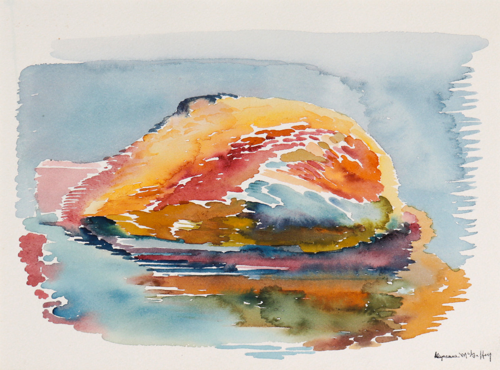 Abstract Multi-Colored Reflections <br>20th Century Watercolor <br><br>#C7275