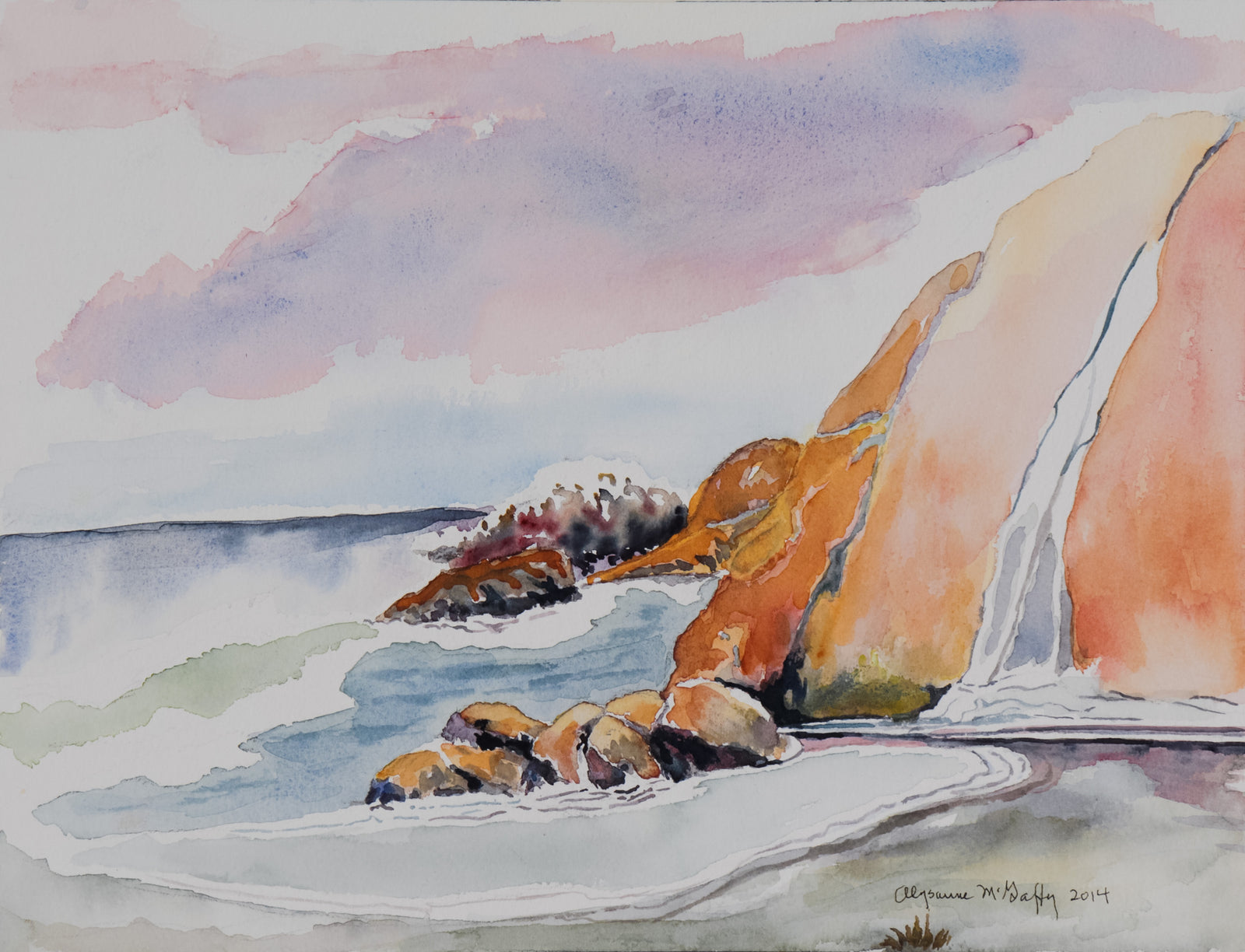 Coastal Scene at Sunset <br>2014 Watercolor <br><br>#C7277