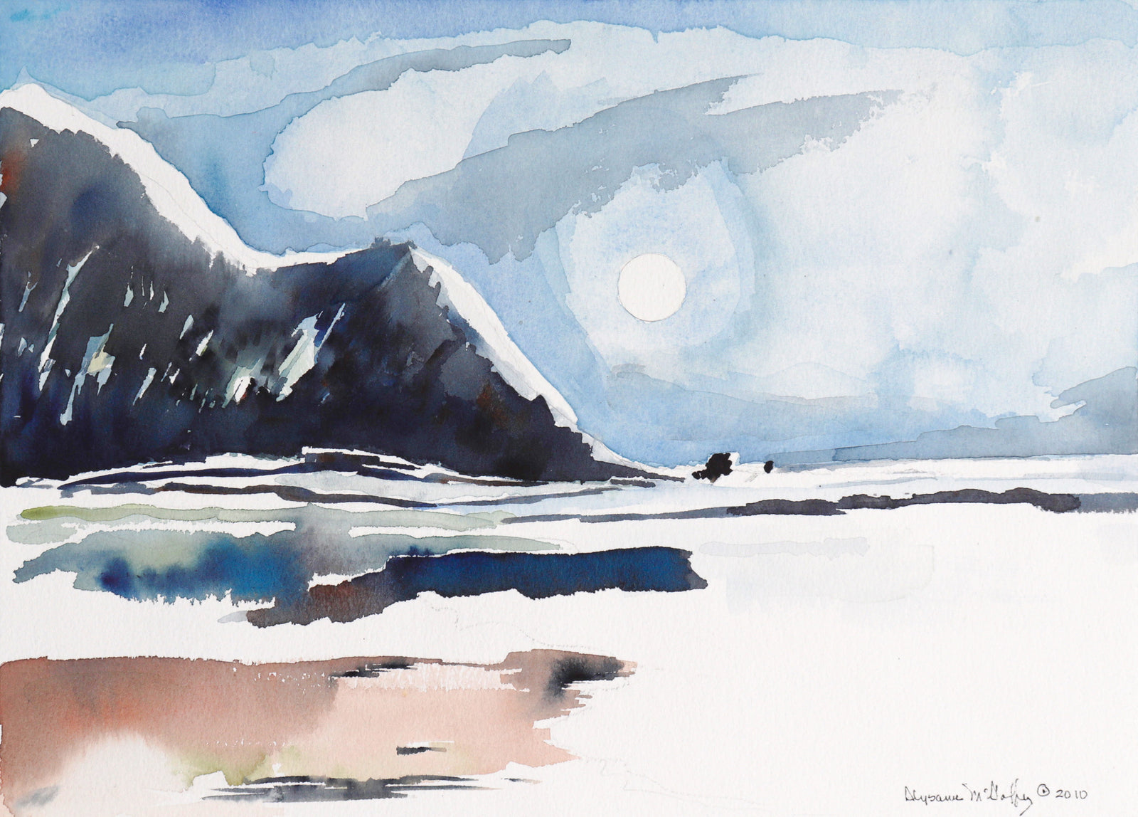 Moonlit Mountainside <br>2010 Watercolor <br><br>#C7294