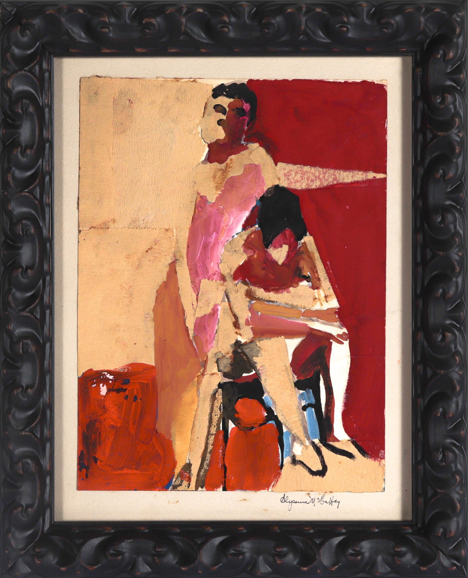 Warm Toned Figurative Collage <br>Mid Century Mixed Media Collage <br><br>#C7329