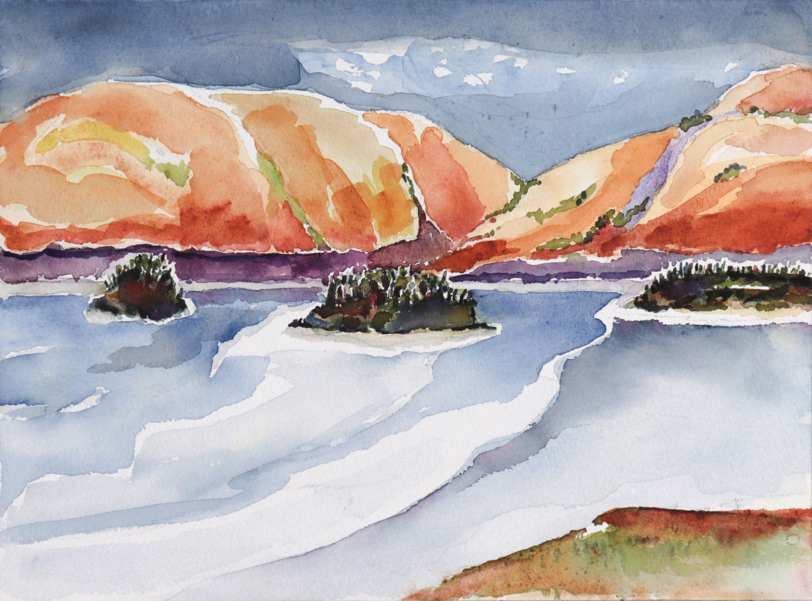 Three Islands Seascape <br>2013 Watercolor <br><br>#C7380