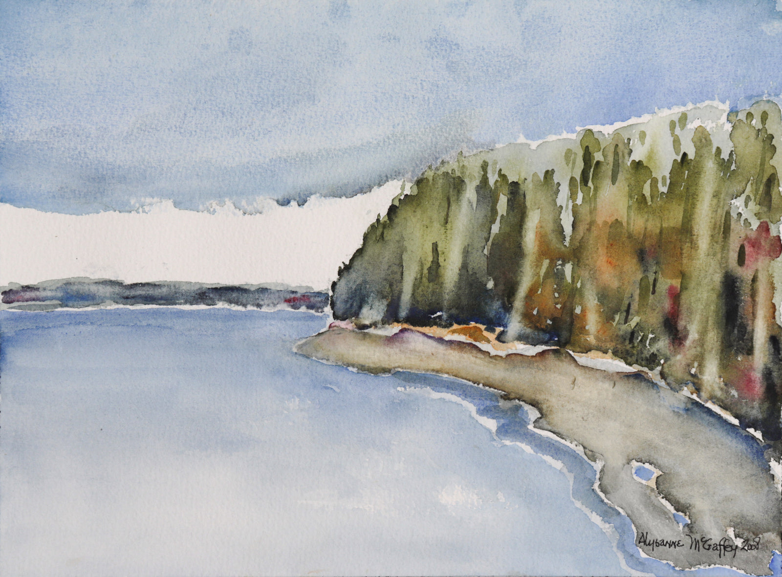 Green Cliffs Along The Coast <br>2008 Watercolor <br><br>#C7382