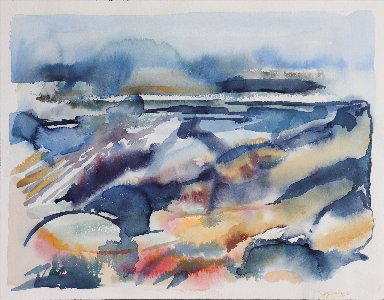 Blue Watery Abstract <br>Late 20th Century-Early 21st Century Watercolor <br><br>#C7384