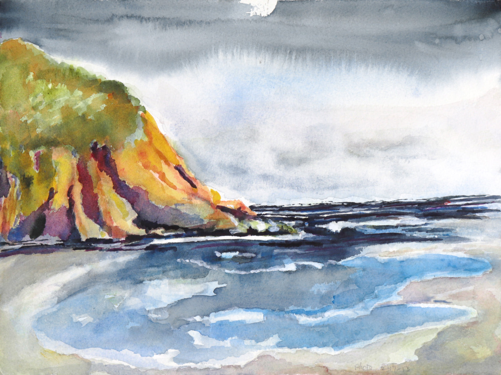 Secluded Inlet Seascape <br>2013 Watercolor <br><br>#C7410