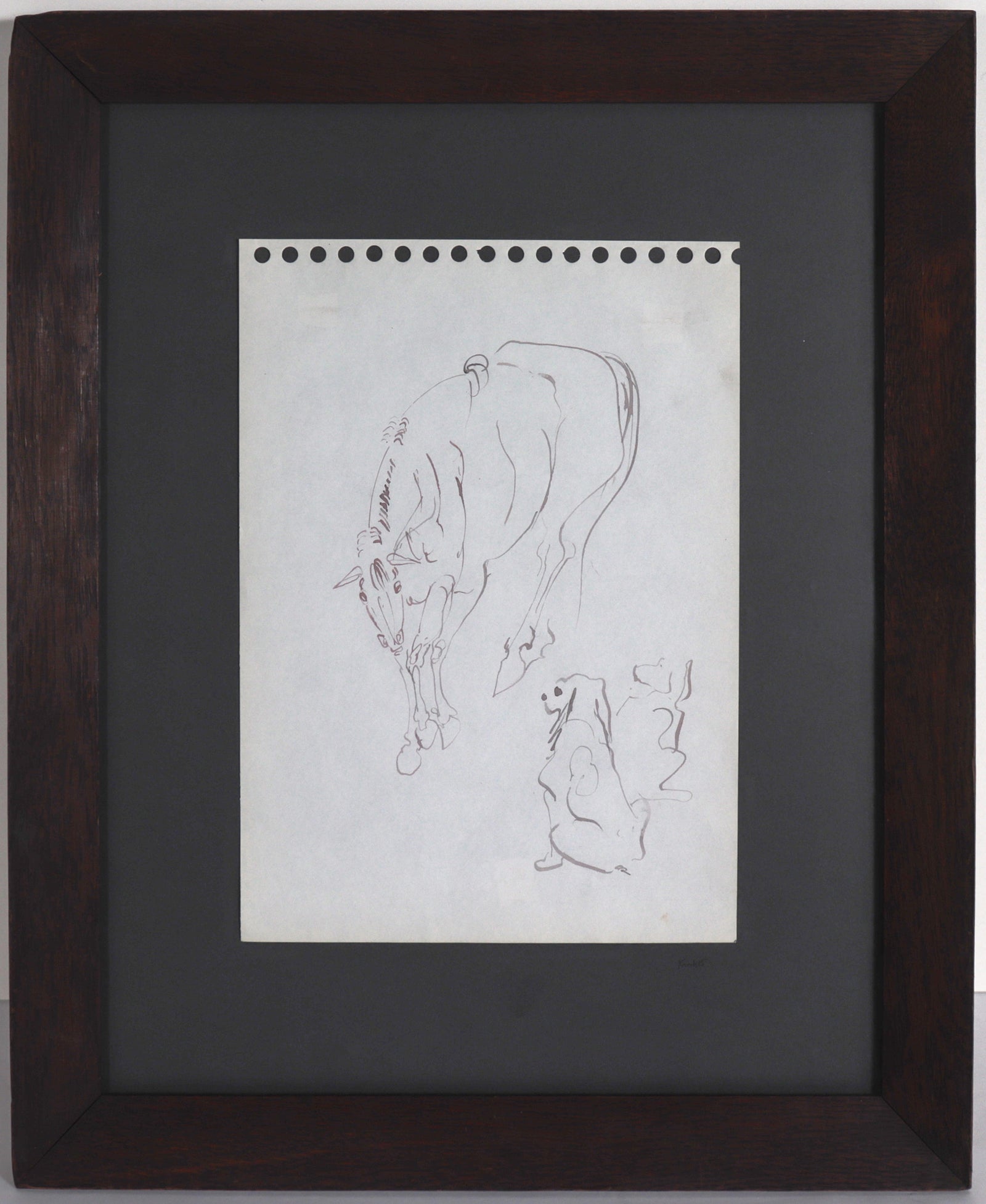 Dog and Horse Study <br>Mid 20th Century Ink <br><br>#A5994