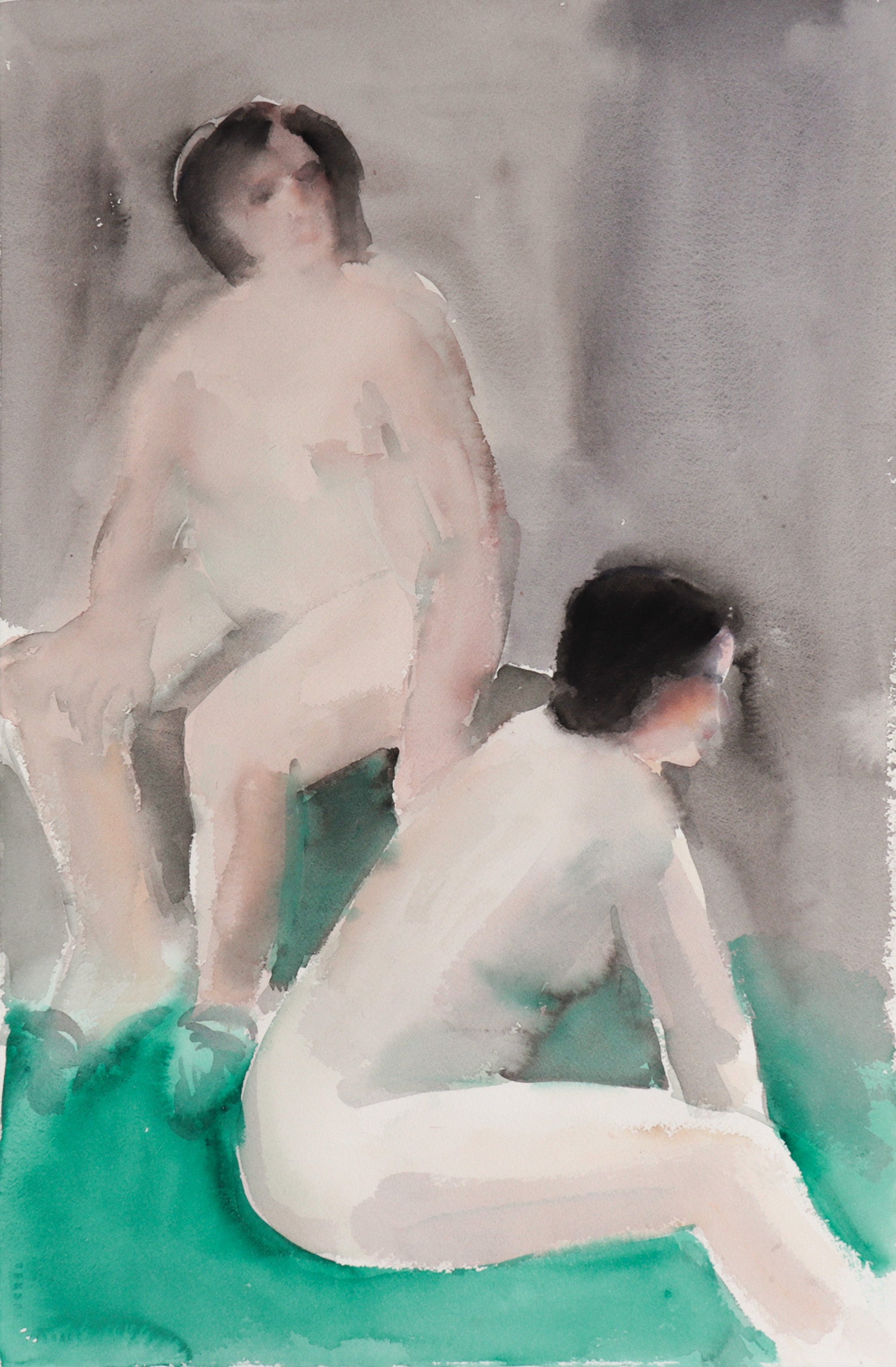 Two Peaceful Nudes <br>Late 20th Century Watercolor <br><br>#C7501