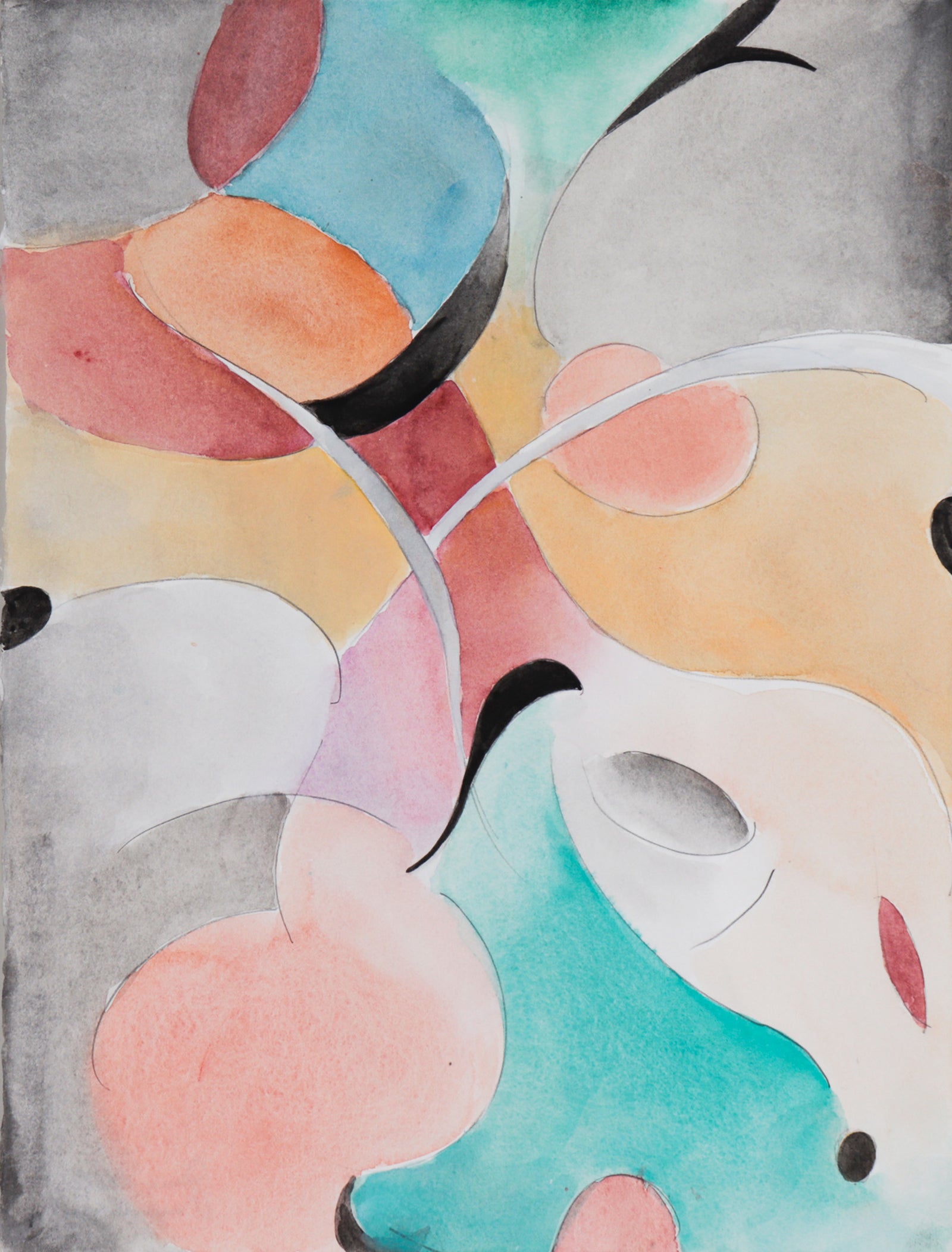 Surreal Multi-Colored Abstract <br>Late 20th Century Watercolor & Graphite <br><br>#C7514