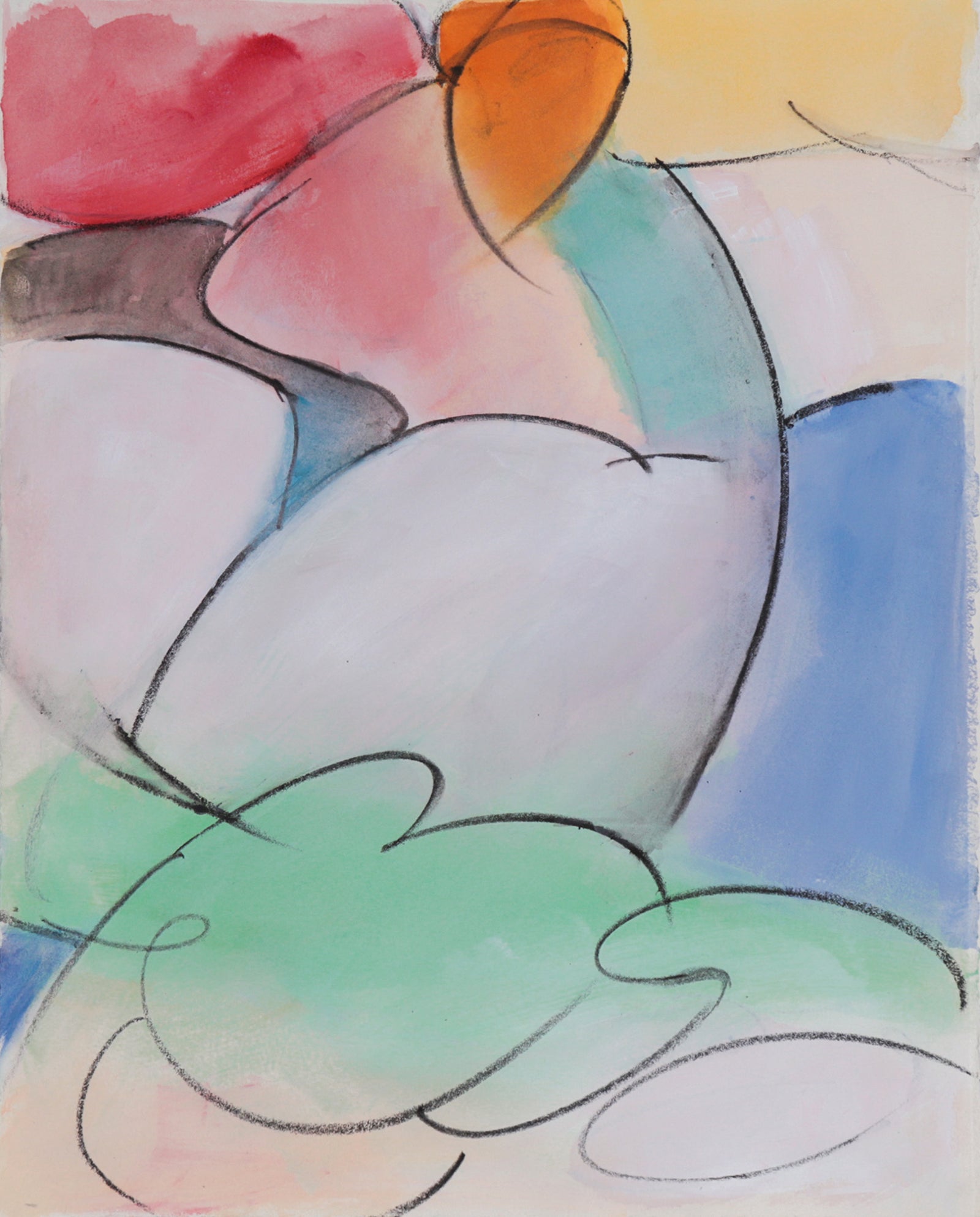 Colorful Meandering Abstract <br>Late 20th Century Watercolor & Graphite <br><br>#C7519