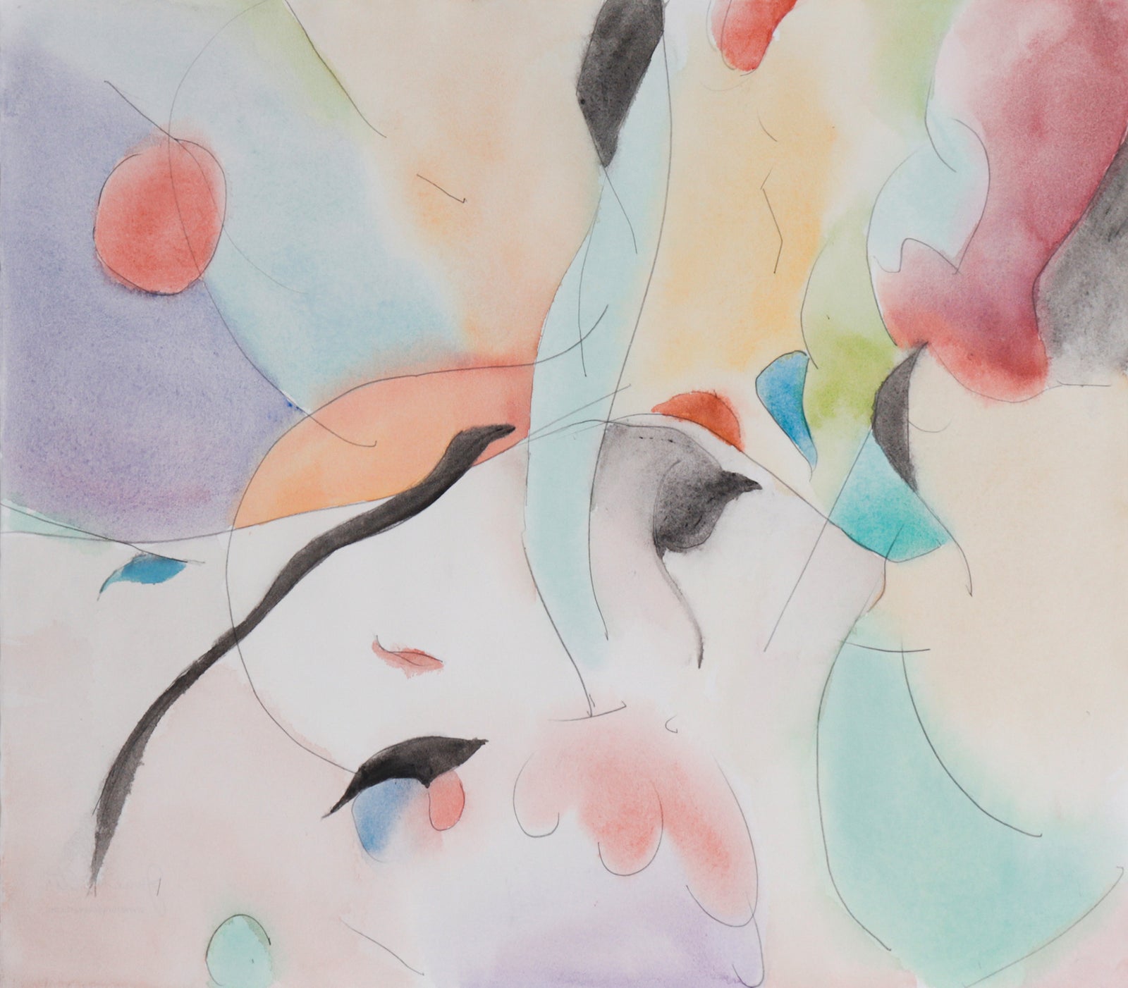 Explosion of Shapes Abstract <br>Late 20th Century Watercolor & Graphite <br><br>#C7521