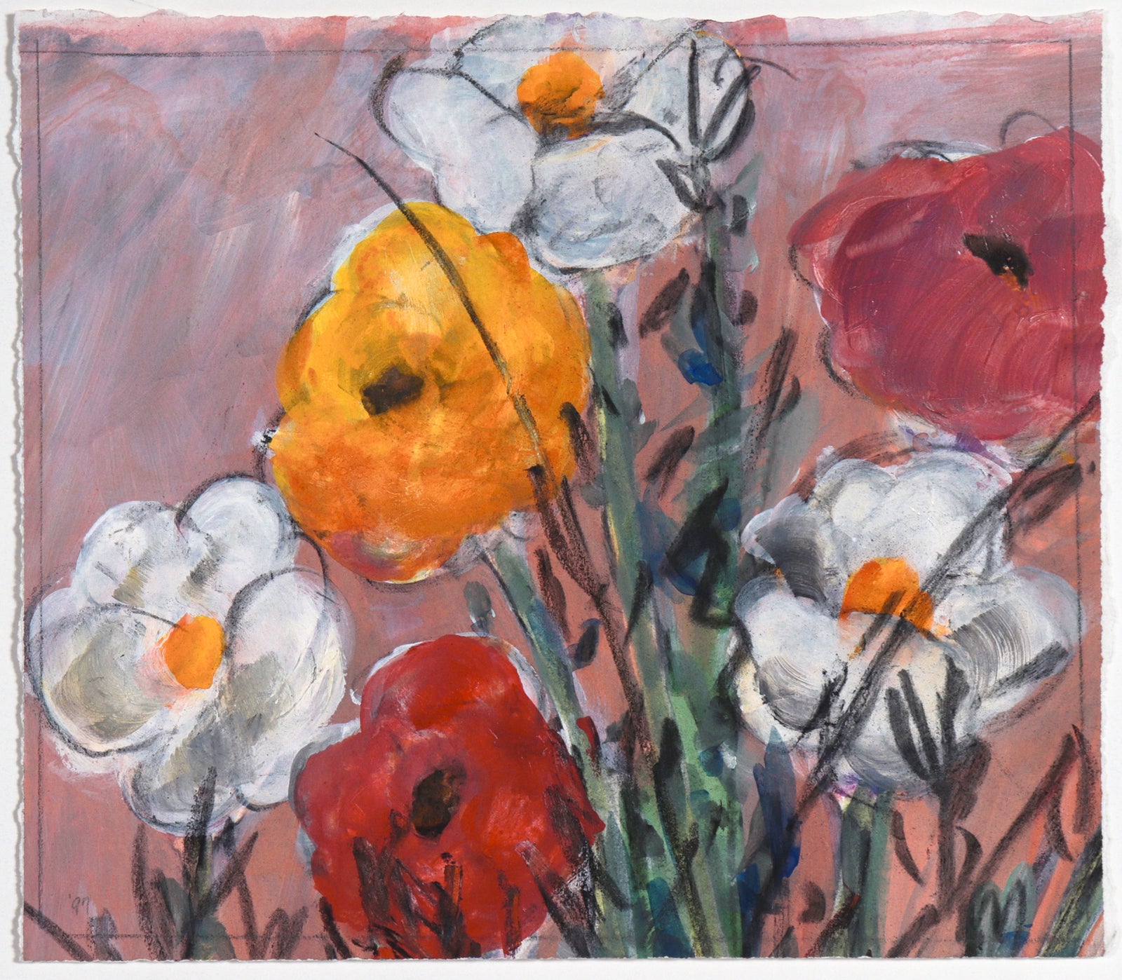 Dreamy Spring Flower Cluster <br>1997 Watercolor & Acrylic <br><br>#C7537