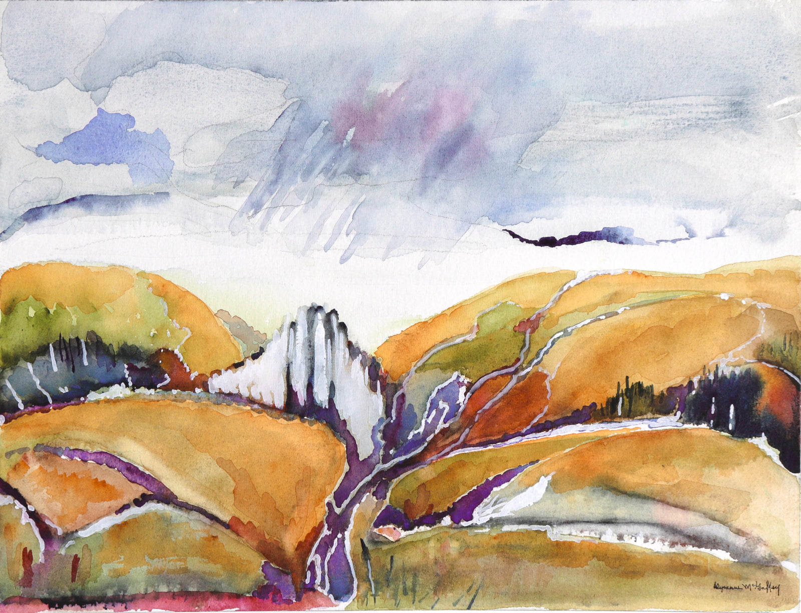 Bright & Expressive Landscape <br>20th Century Watercolor <br><br>#C7561