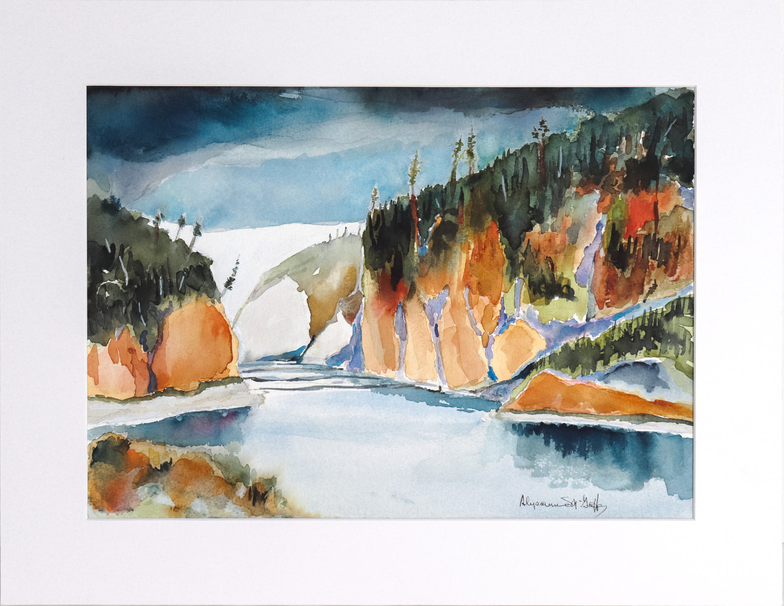 Peaceful Alpine Lake <br>Late 20th Century Watercolor <br><br>#C7563