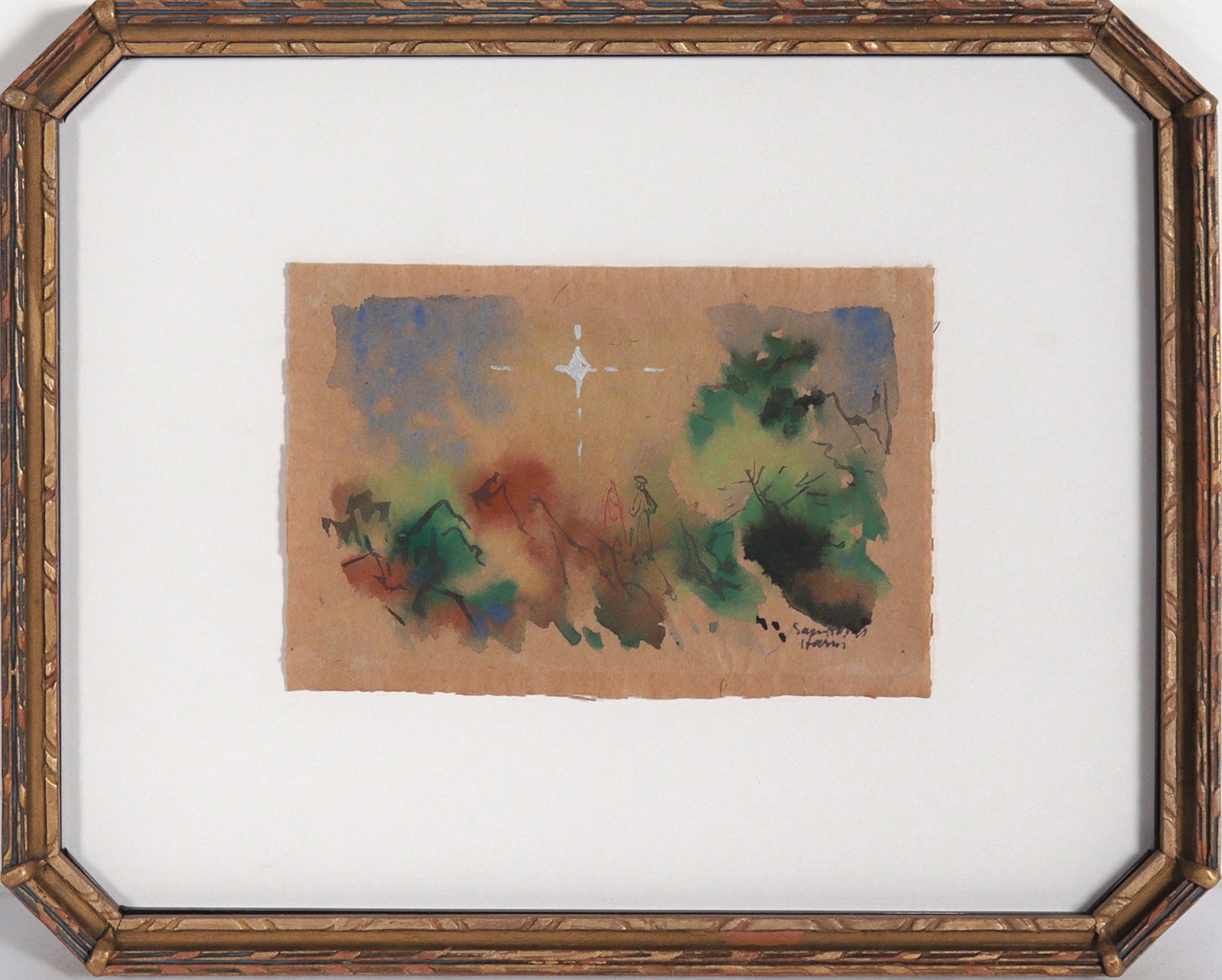 Bright Star Overhead <br>Mid 20th Century Watercolor <br><br>#C7628