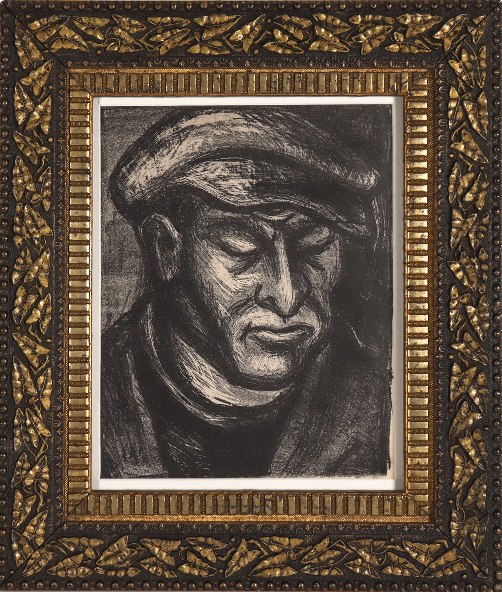 Shadowy Man in Newsboy Cap <br>1932 Lithograph <br><br>#C7680