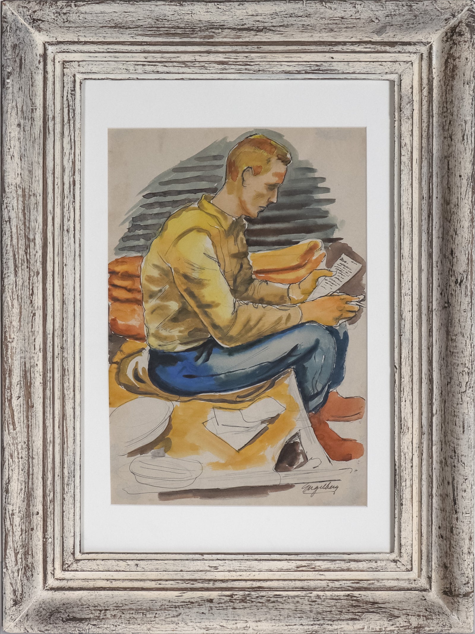 Letters From Home <br>1940's Ink & Watercolor <br><br>#C7681