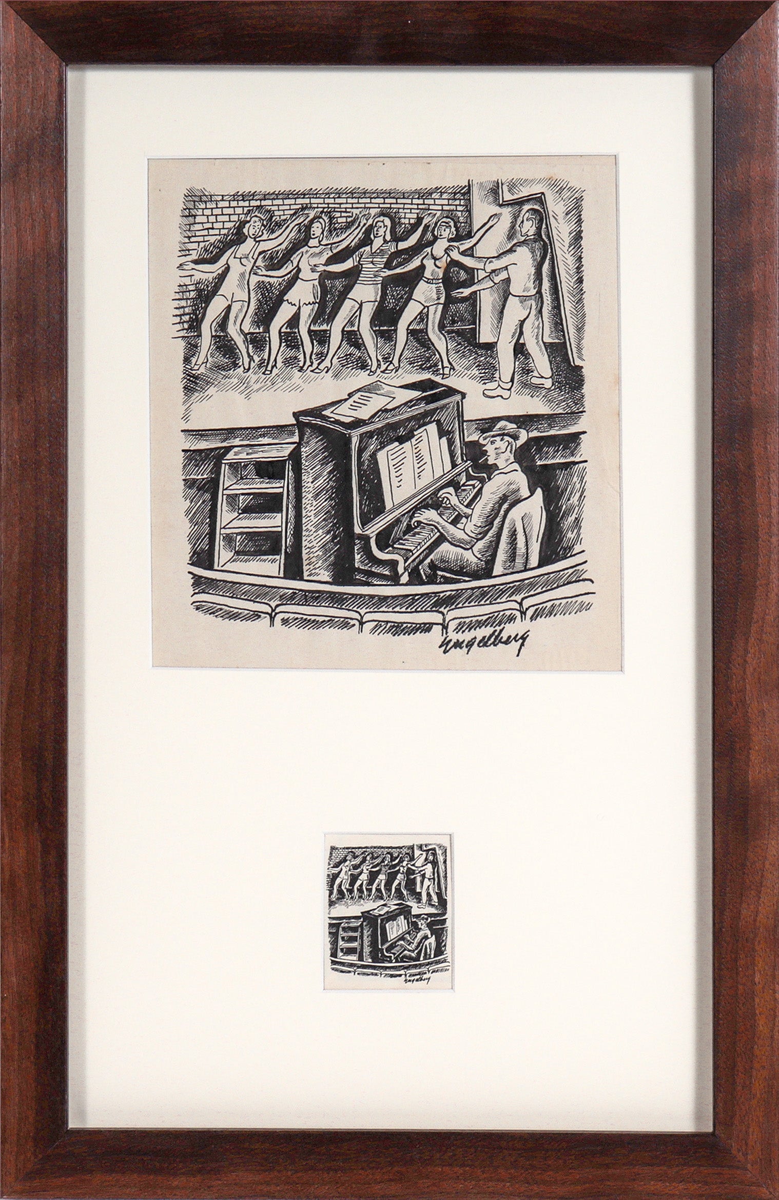 Chorus Line Rehearsal New Yorker Illustration <br>1930's Ink <br><br>#C7812