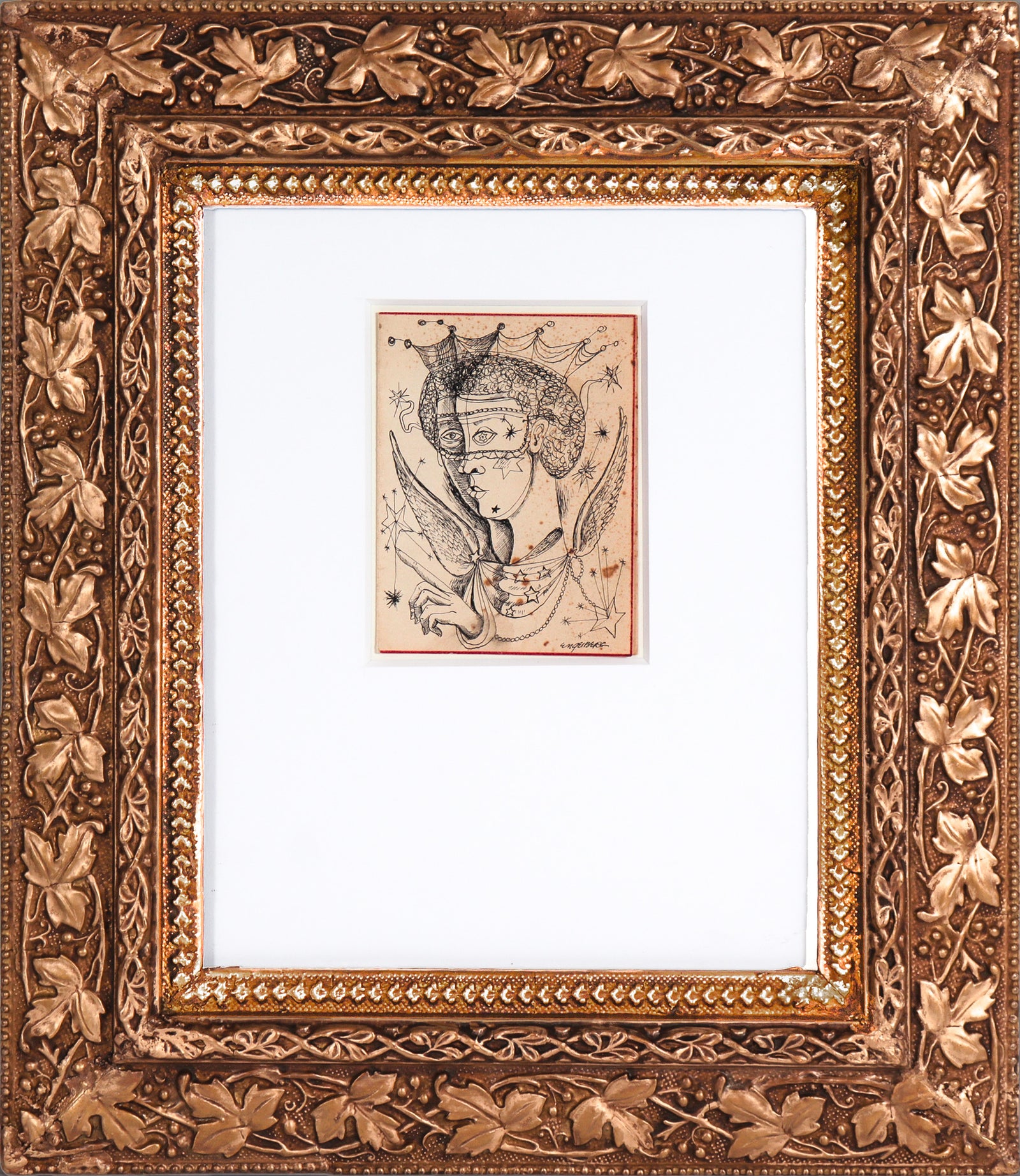 Mystical Winged Harlequin <br>1960's Ink <br><br>#C7813