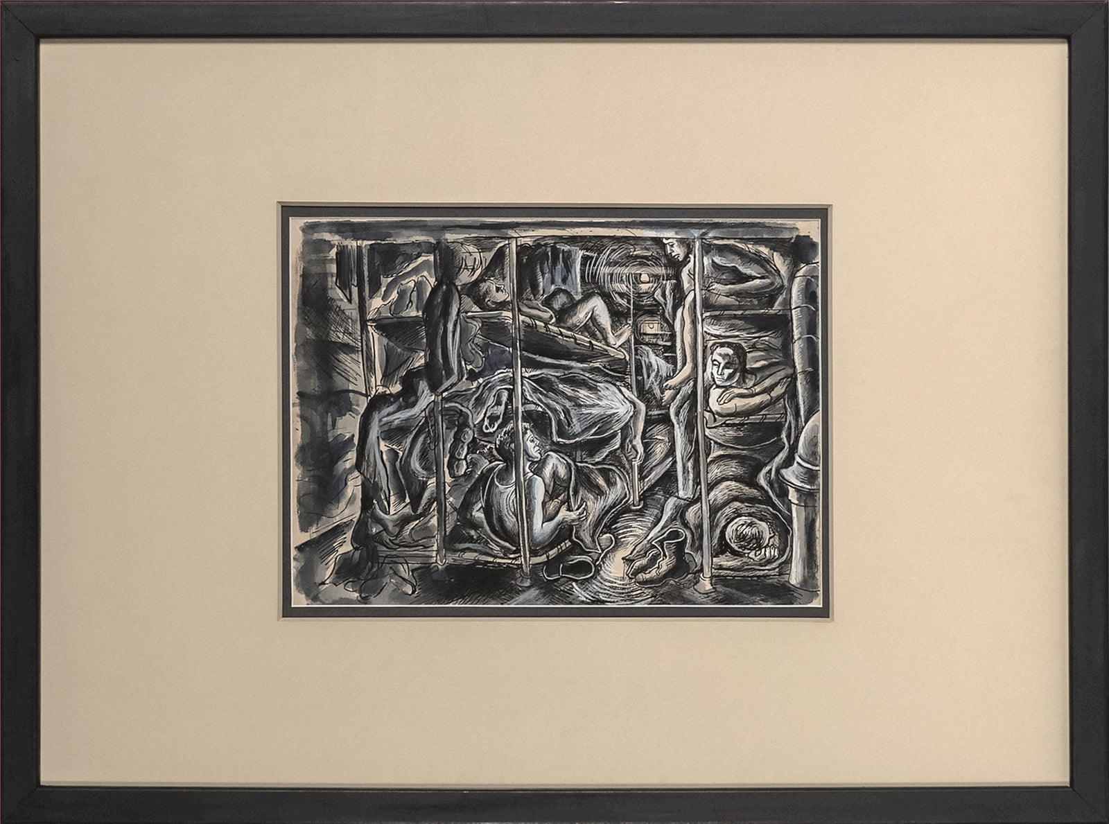 <I>Aquitania-New York-Glasgow</I> <br>1940's Ink & Gouache <br><br>#C7866