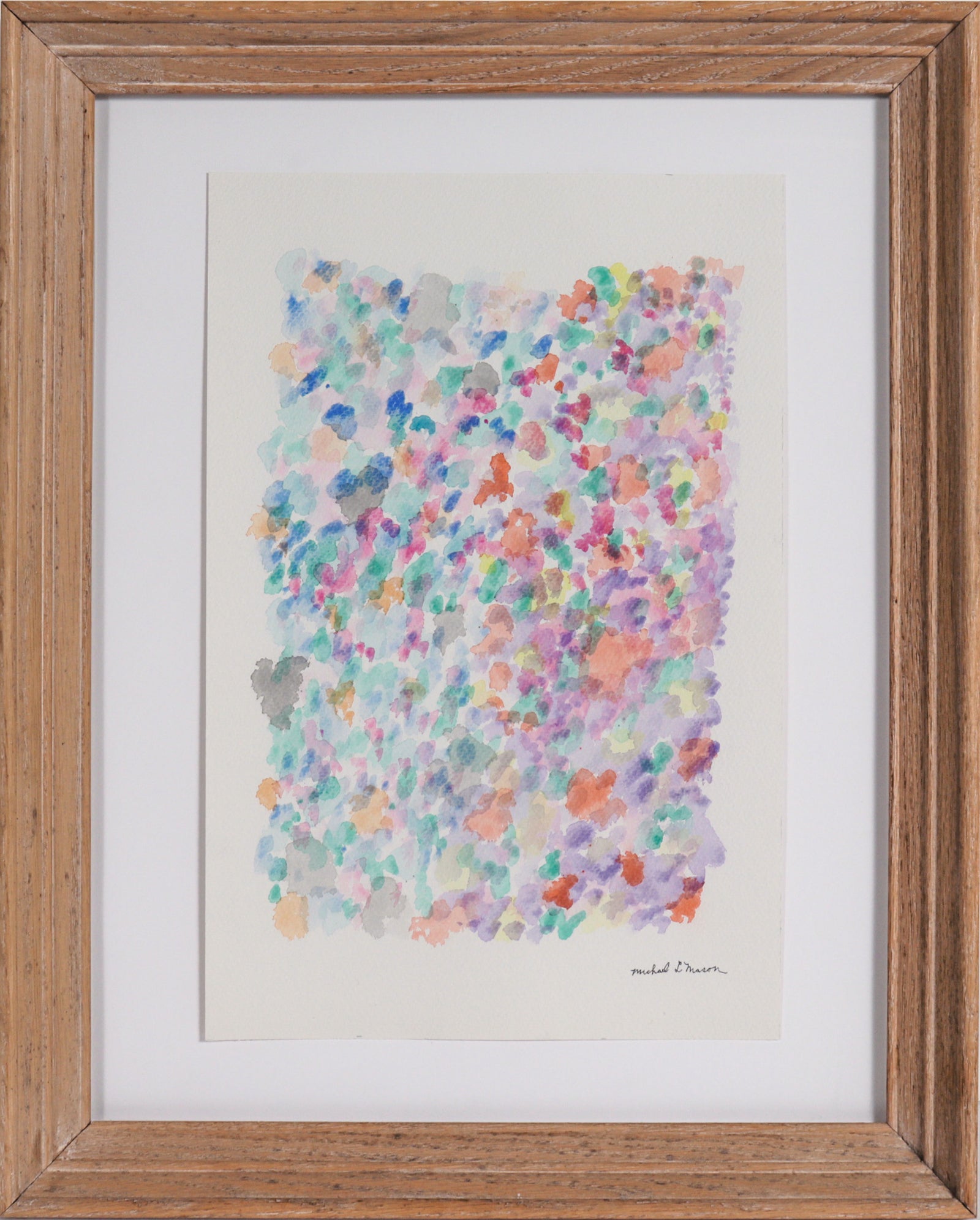 Cool Toned Gestural Abstract  <br>1960's Watercolor <br><br>#C7893