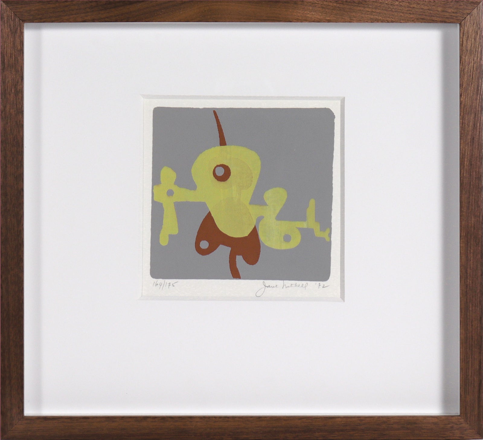 Abstract Shapes in Brick Red and Chartreuse <br>1972 Serigraph <br><br>#C7736