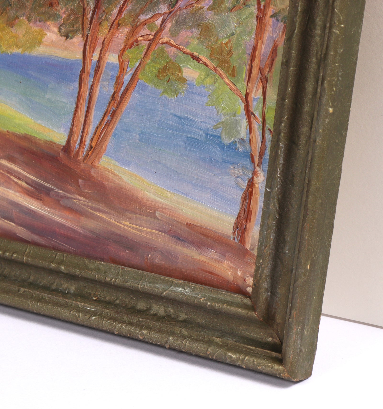 Impressionist Lakeside Landscape <br>Early 20th Century Oil <br><br>#C7550