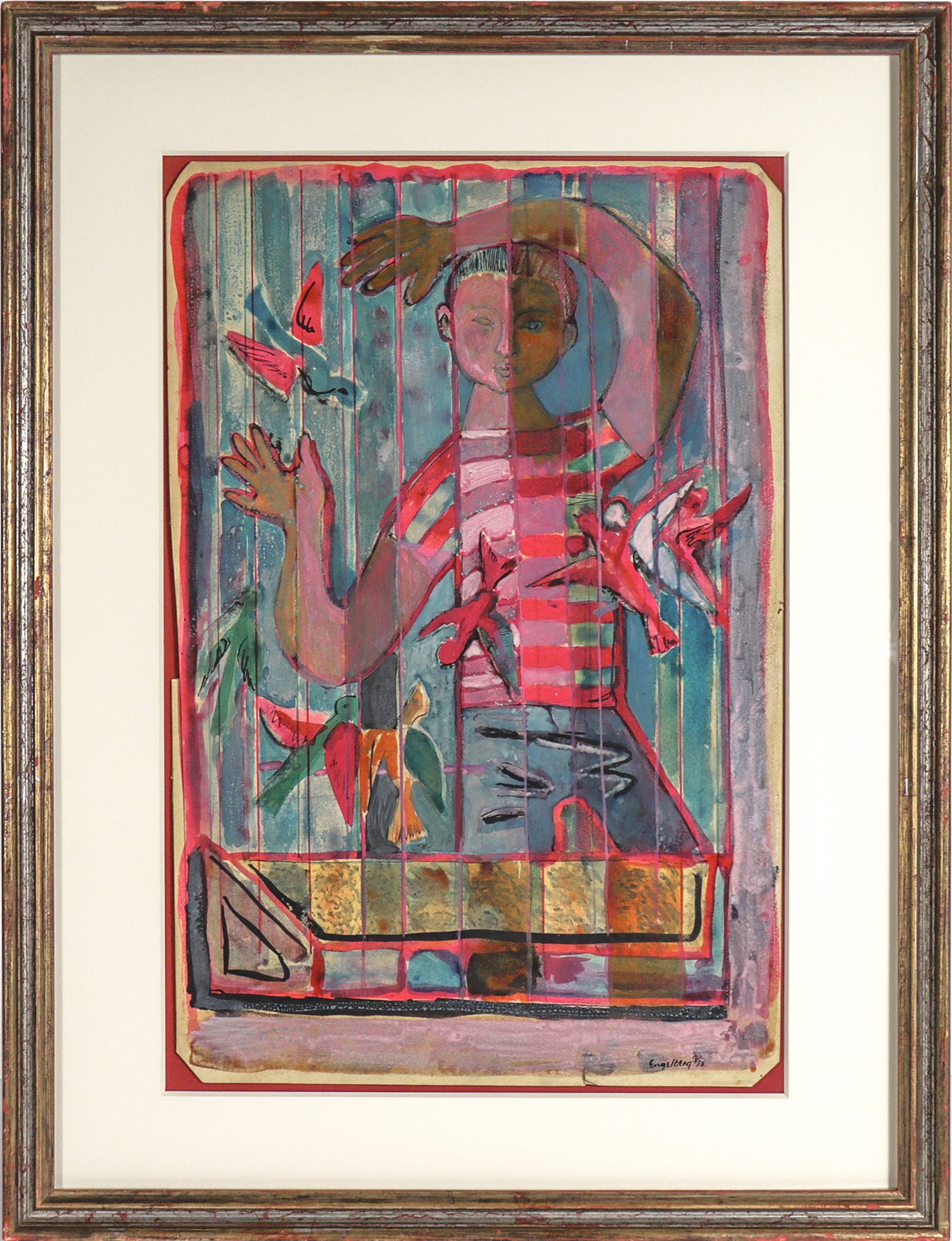 Bird Whisperer <br>1953 Gouache <br><br>#C7937