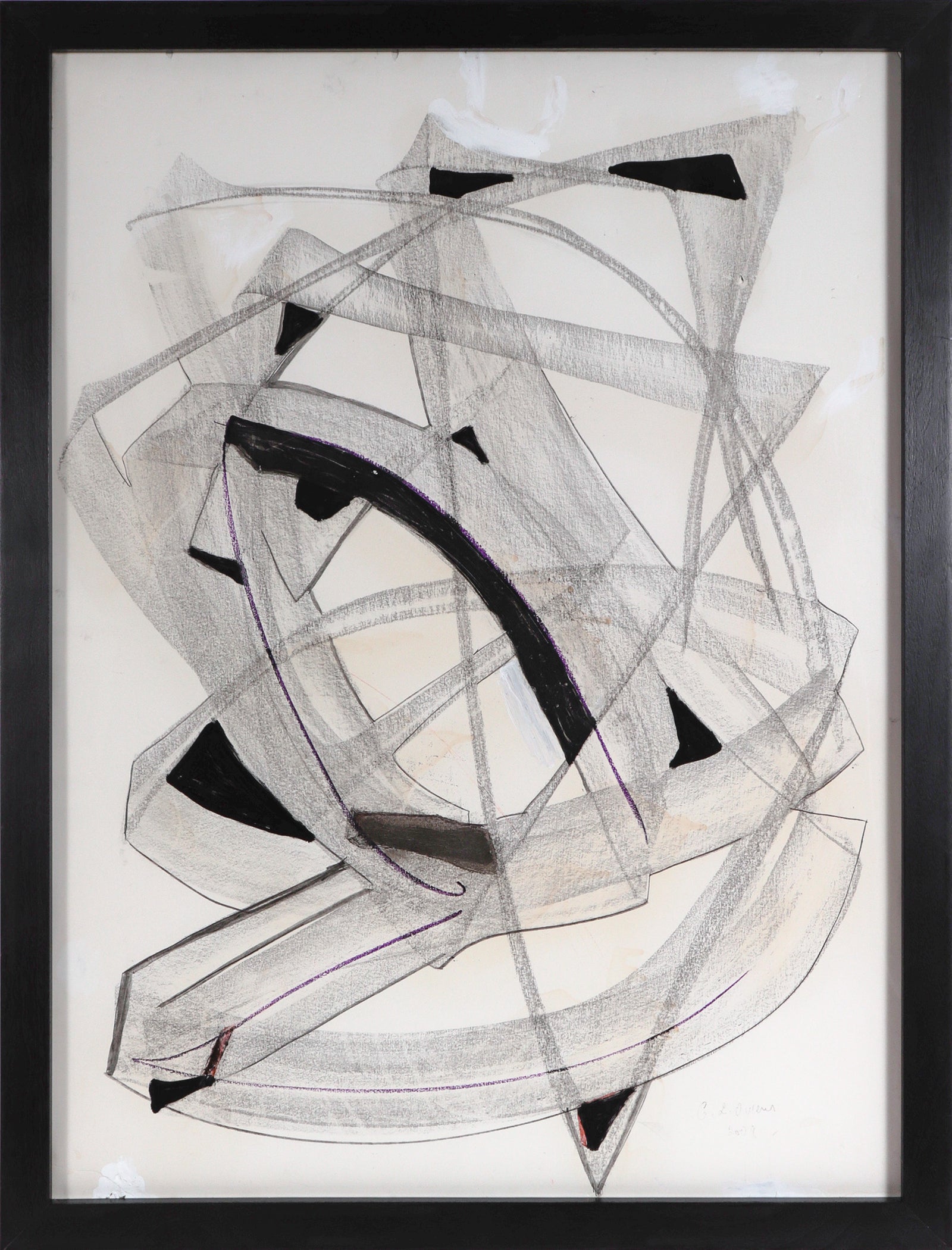 Geometric Angular Abstract in Black and White <br>2009 Mixed Media <br><br>#C8051