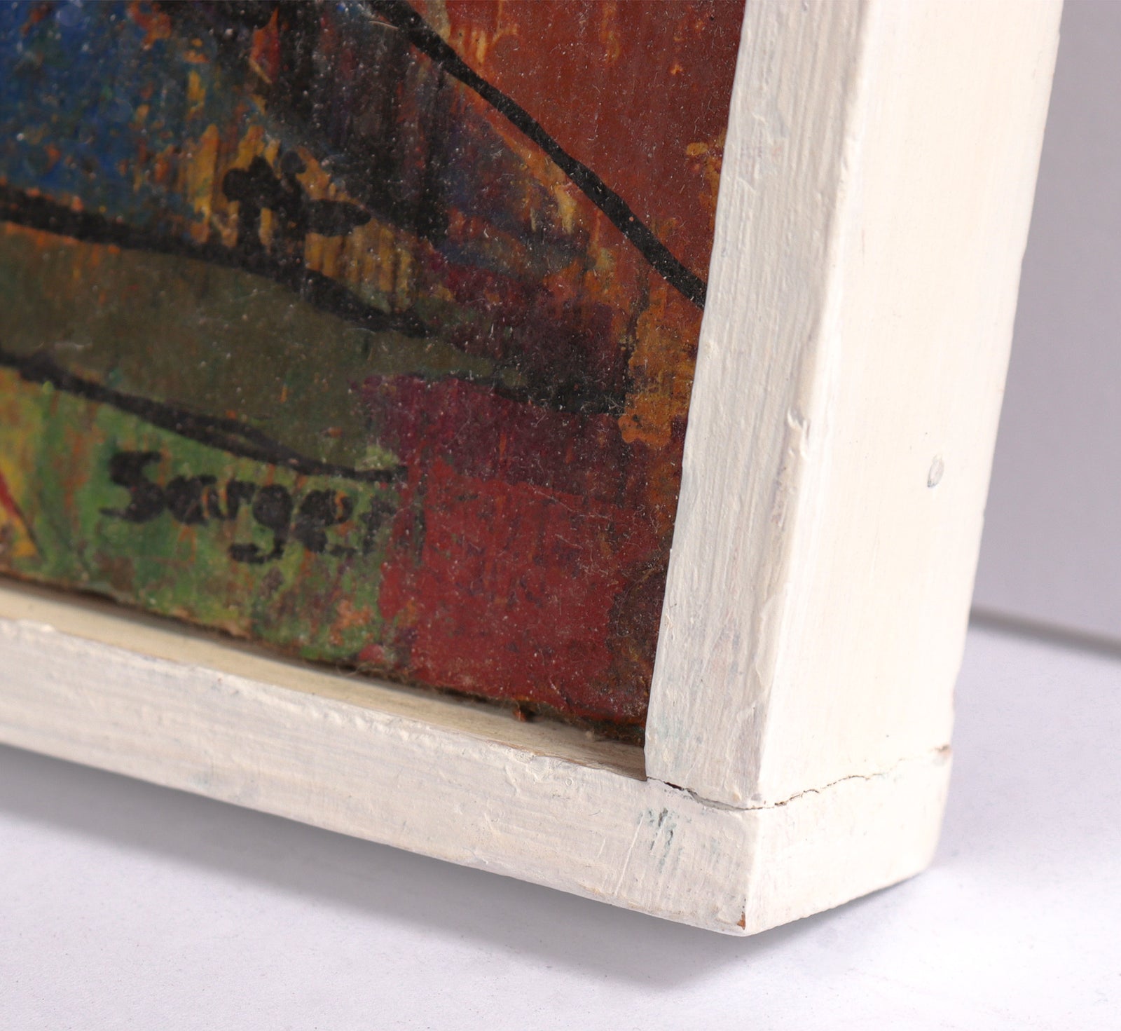 Abstracted 60s San Francisco Scene <br>1960's Oil <br><br>#C8066