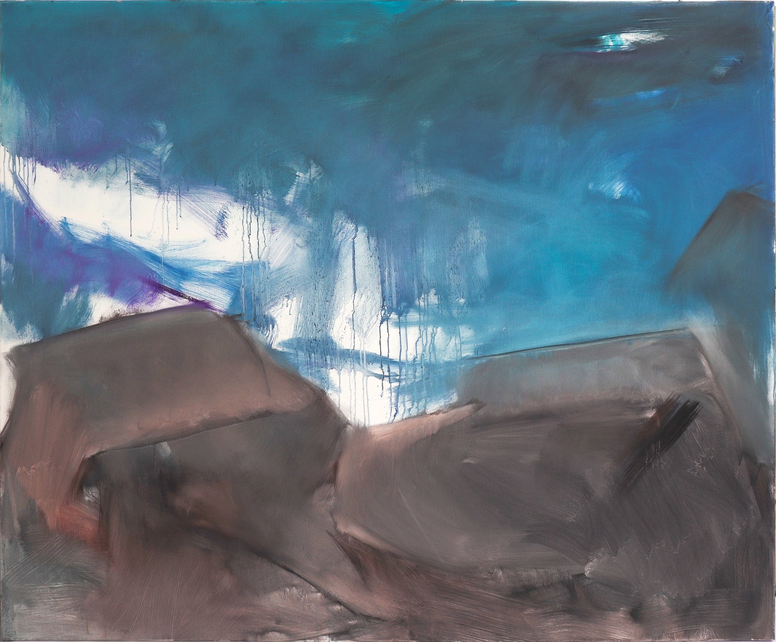 Abstracted Beach Rock Scene <br>20th Century Acrylic <br><br>#C8096