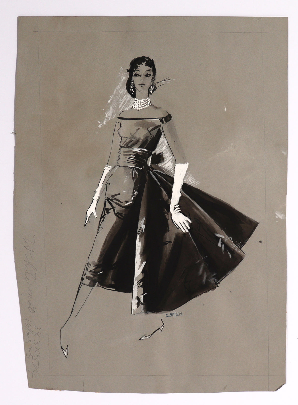 Elegant Female Figure Fashion Illustration <br>20th Century <br><br>#C8134