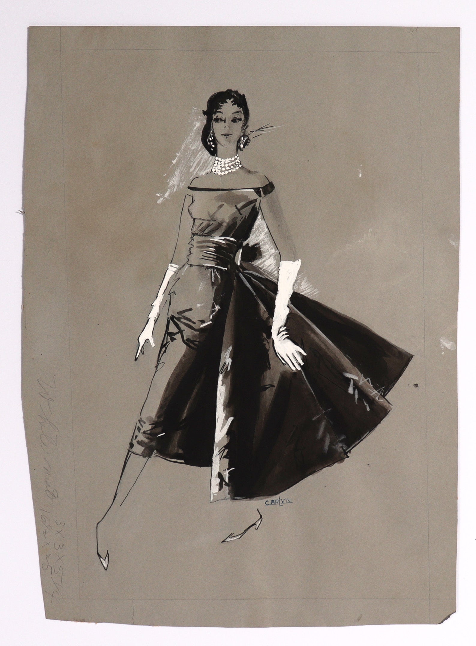 Elegant Female Figure Fashion Illustration <br>20th Century <br><br>#C8134