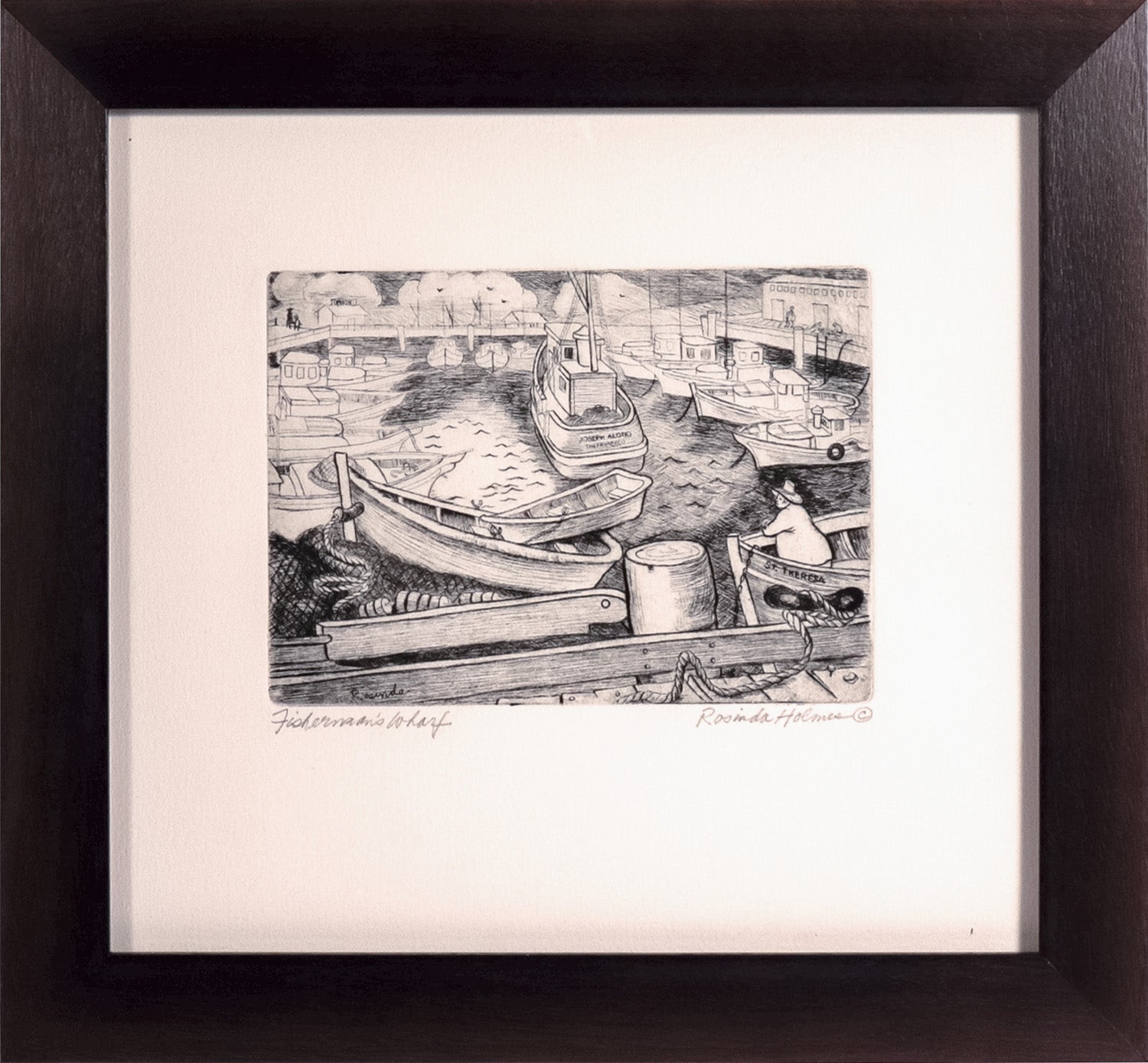 <I>Fisherman's Wharf</I> <br>1940's Etching <br><br>#C8144