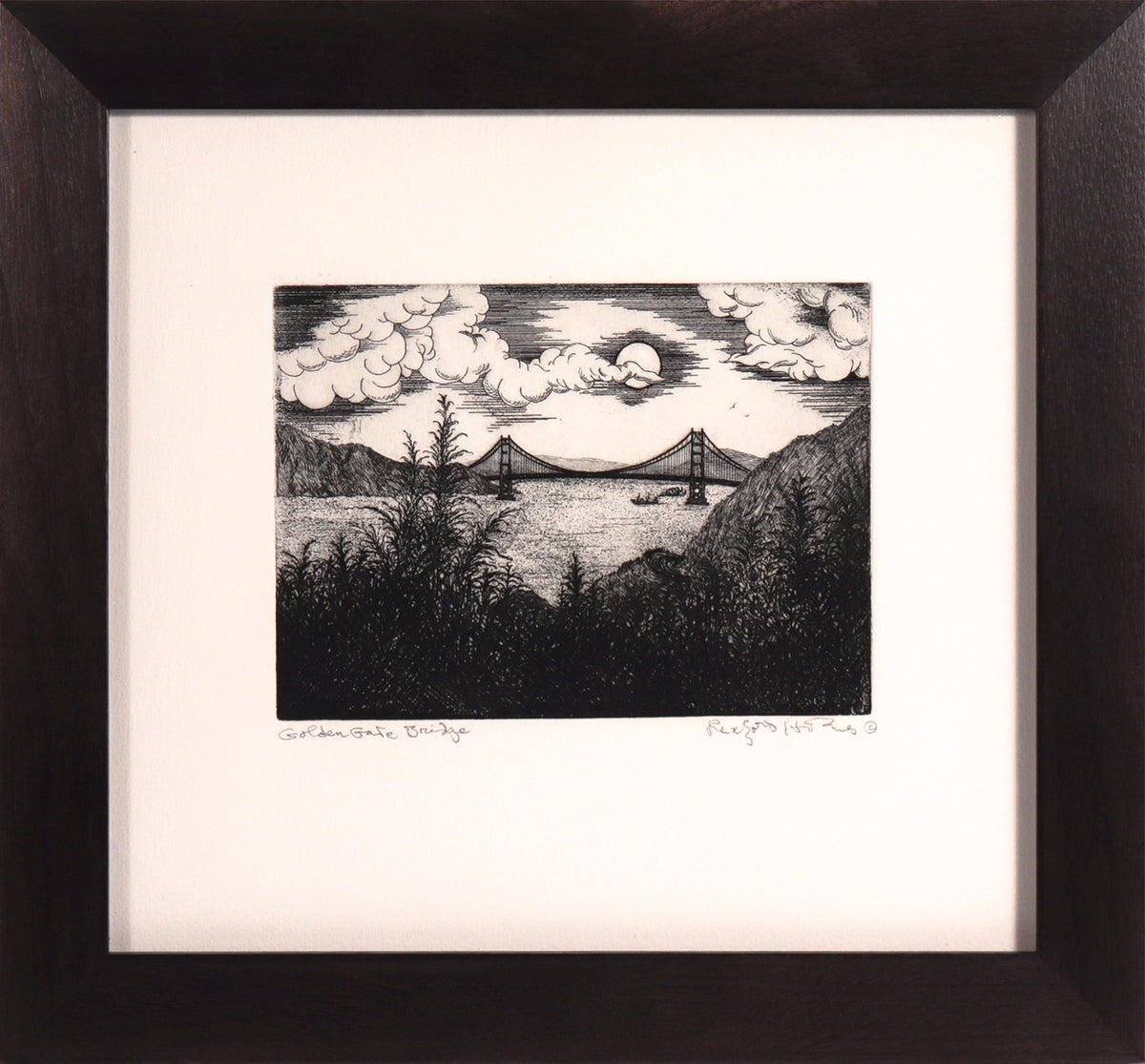 <I>Golden Gate Bridge</I> <br>1940's Etching <br><br>#C8146