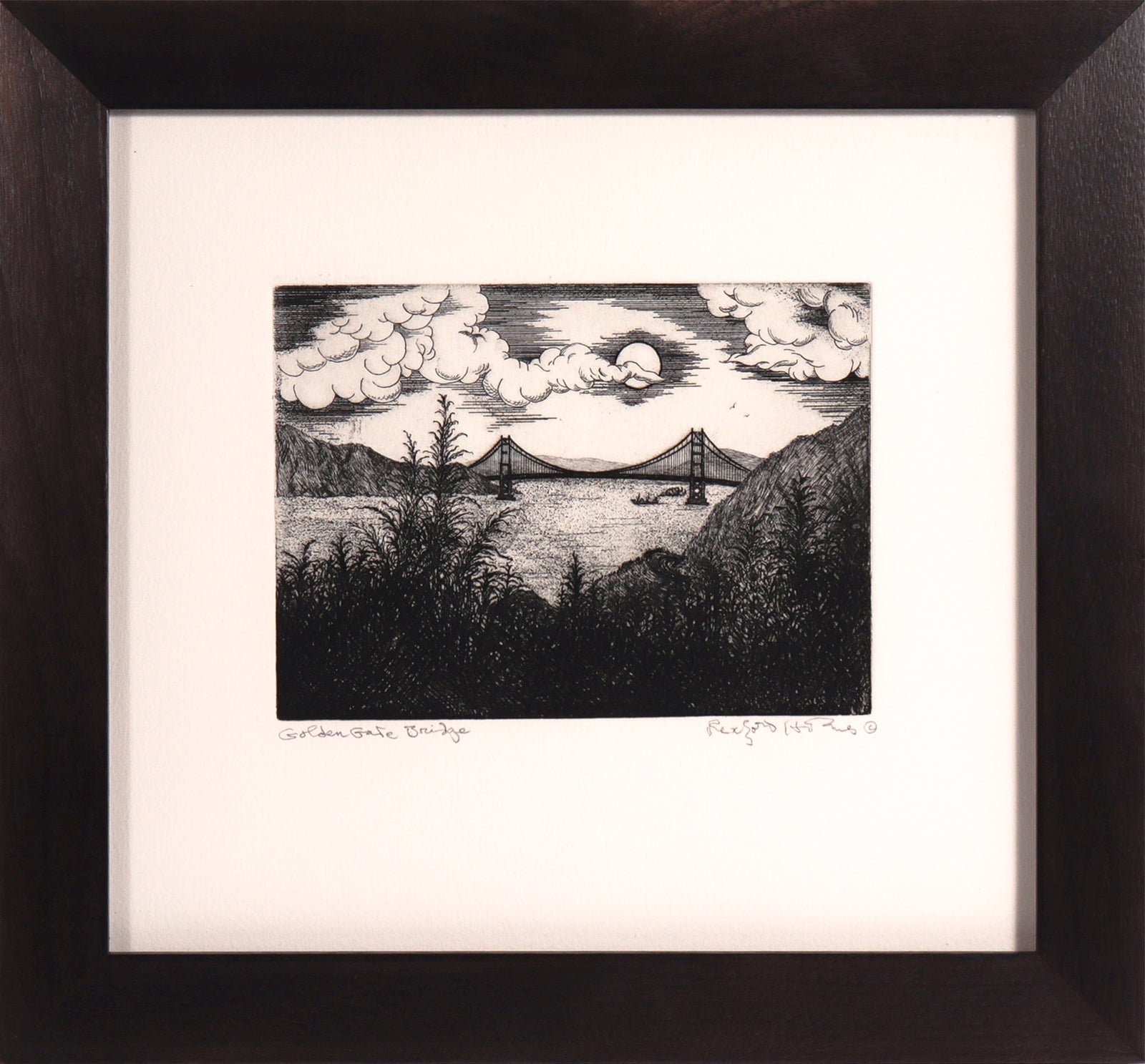 <I>Golden Gate Bridge</I> <br>1940's Etching <br><br>#C8146