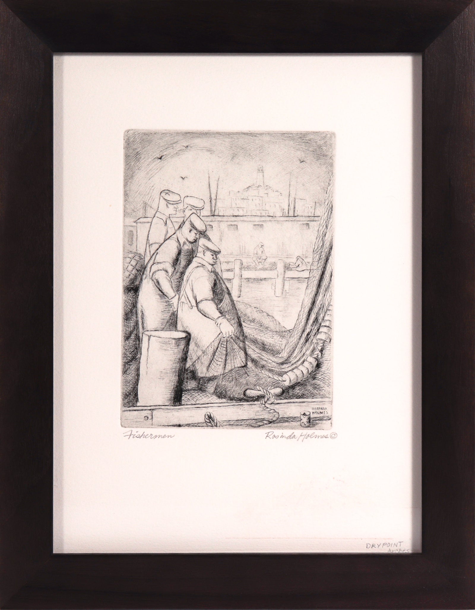 <I>Fishermen</I> <br>1940's Etching <br><br>#C8149
