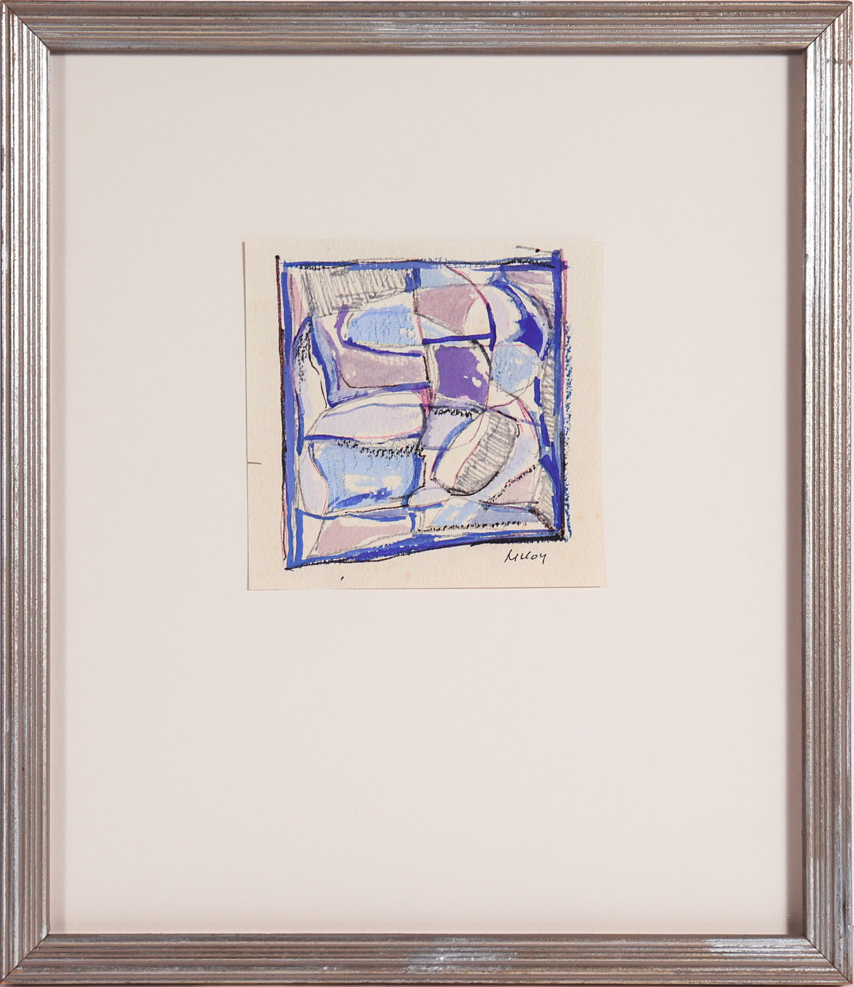 Blue and Purple Geometric Abstract &lt;br&gt;20th Century Pastel &amp; Gouache &lt;br&gt;&lt;br&gt;#C8166