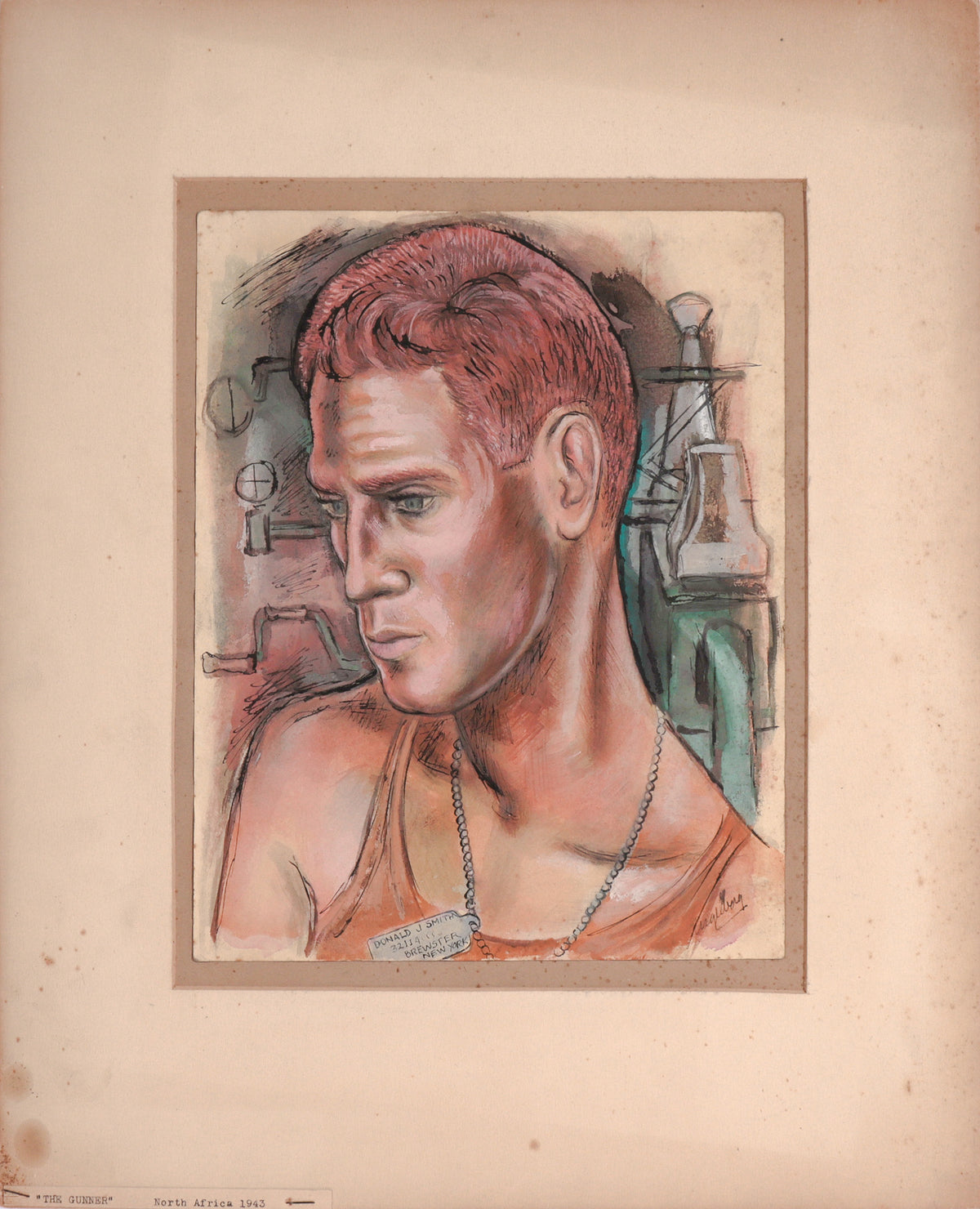 <I>The Gunner</I> <br>1943 Gouache & Ink <br><br>#C8192