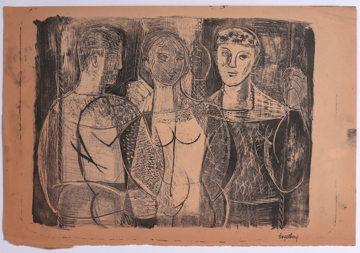 1930s Thespian Trio  <br>1930's Lithograph <br><br>#C8197