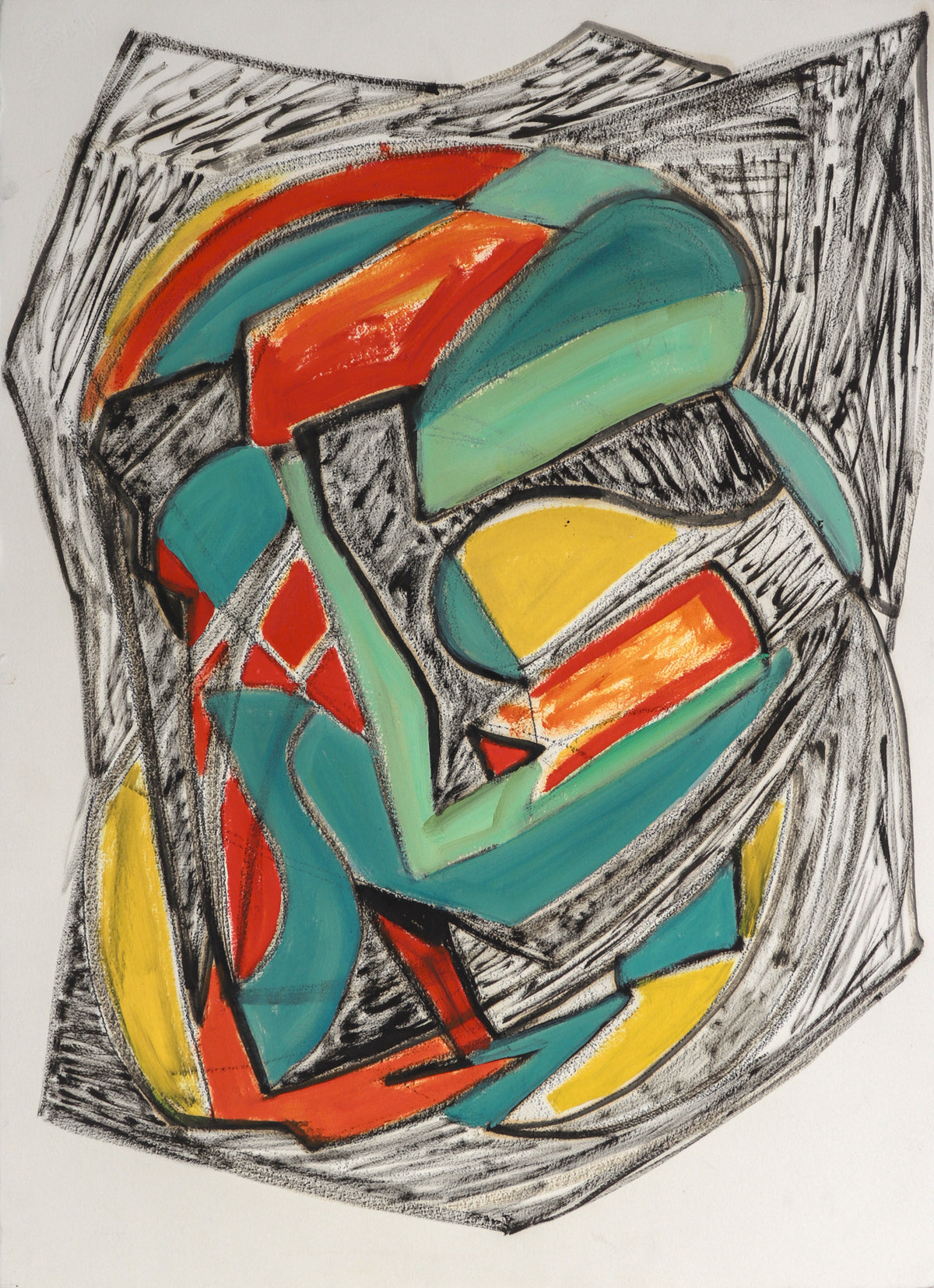 Geodic Abstract <br>20th Century Oil &amp; Charcoal <br><br>#C8210