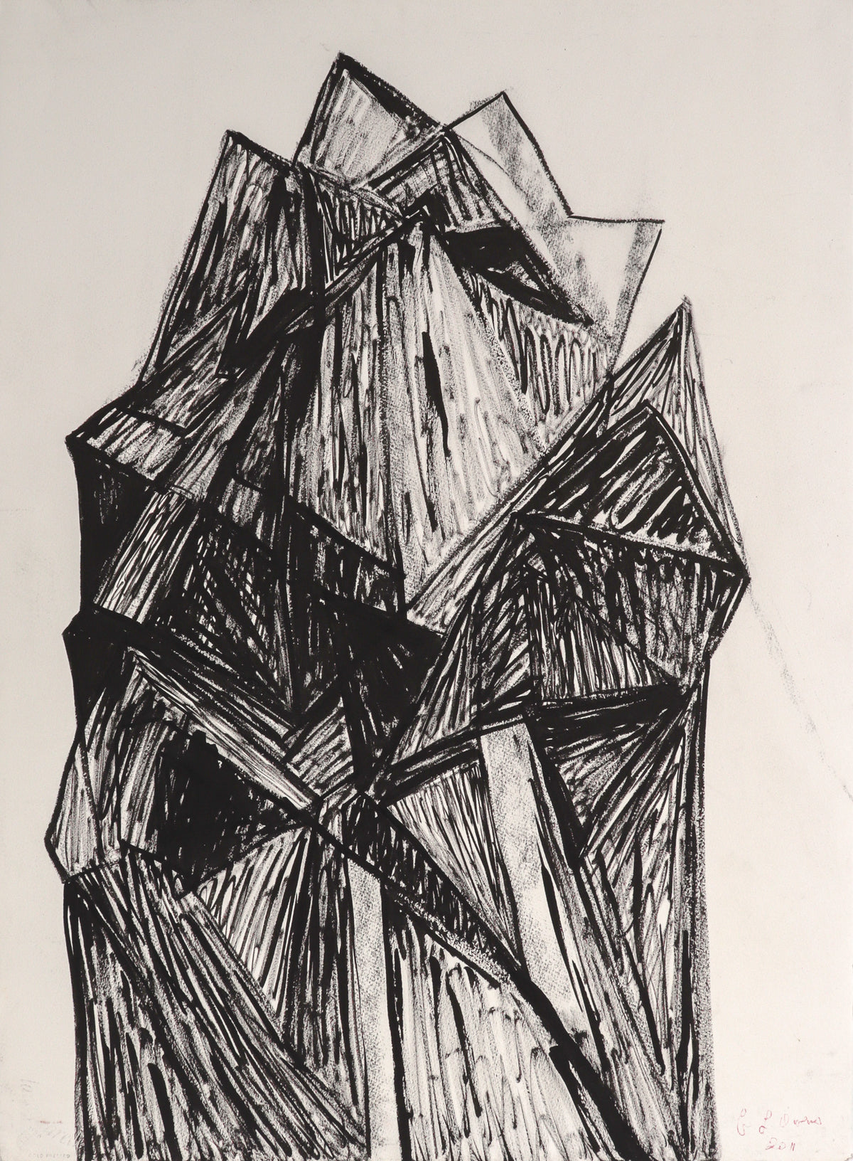 Ascending Geometric Abstract <br>2011 Ink &amp; Charcoal <br><br>#C8213