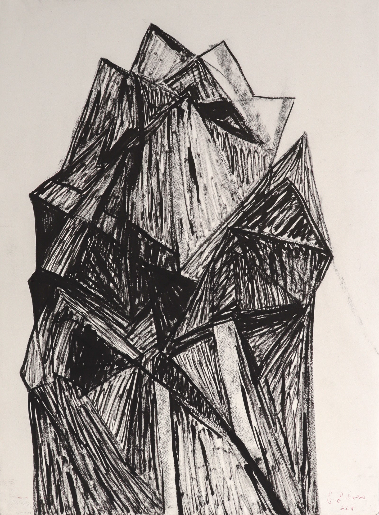 Ascending Geometric Abstract <br>2011 Ink & Charcoal <br><br>#C8213
